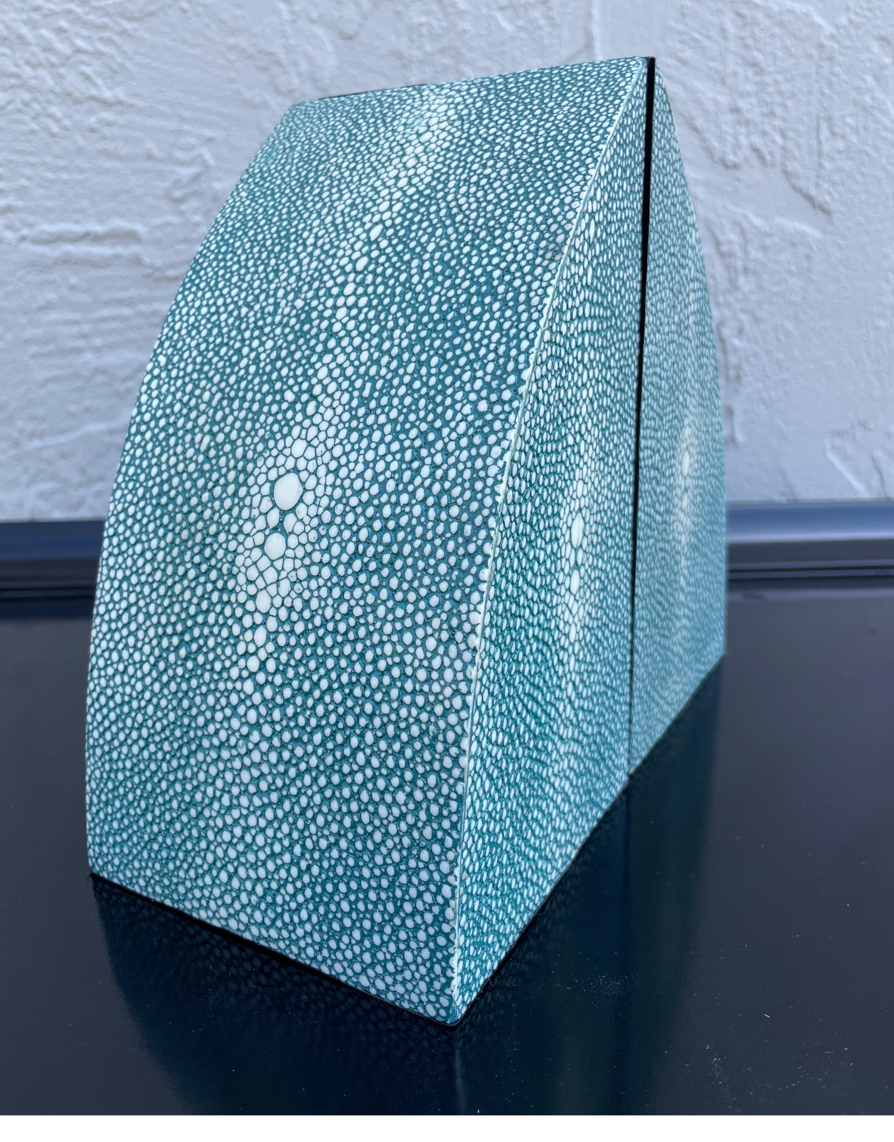 Contemporary Pair of Faux Shagreen Bookends