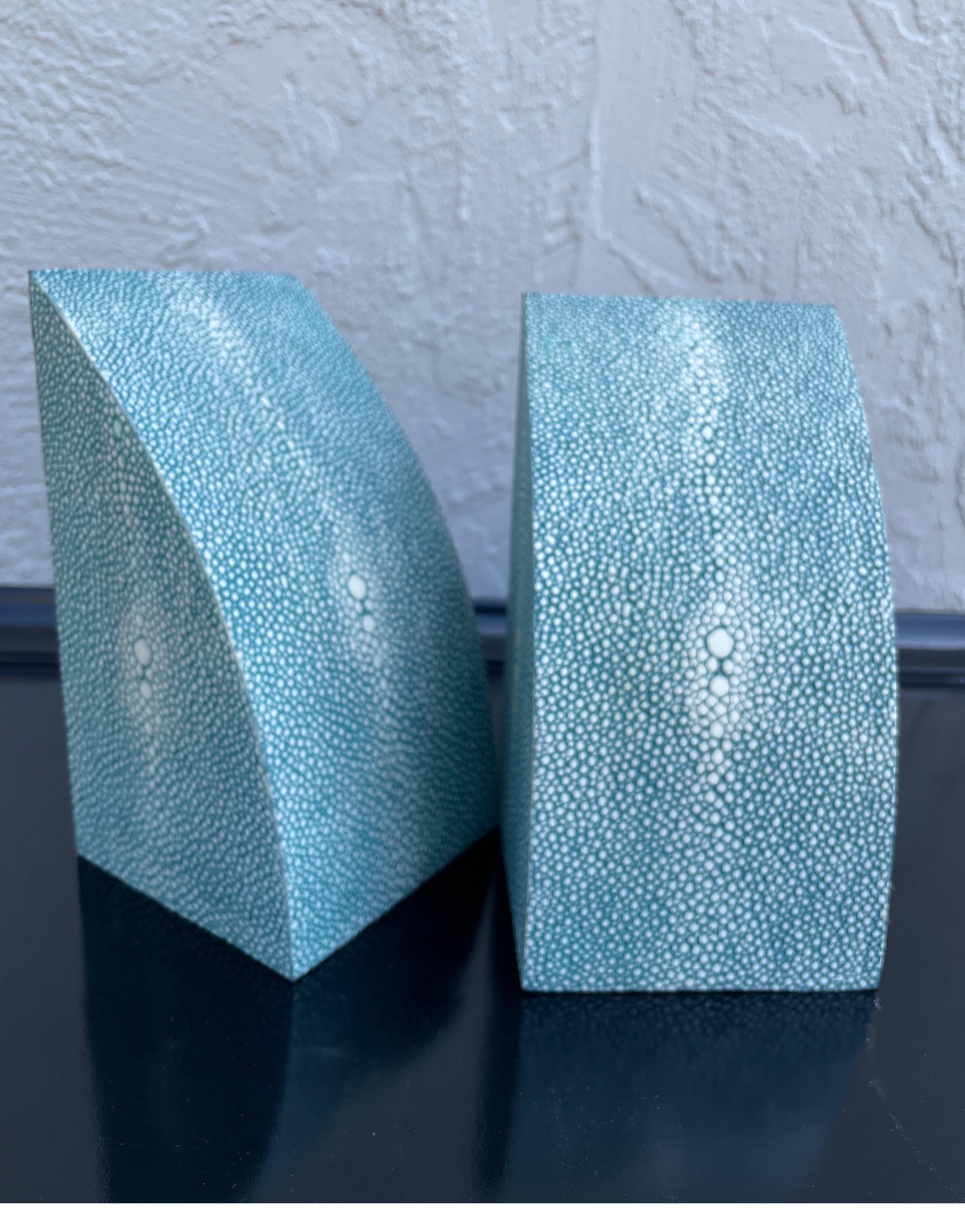 Pair of Faux Shagreen Bookends 1