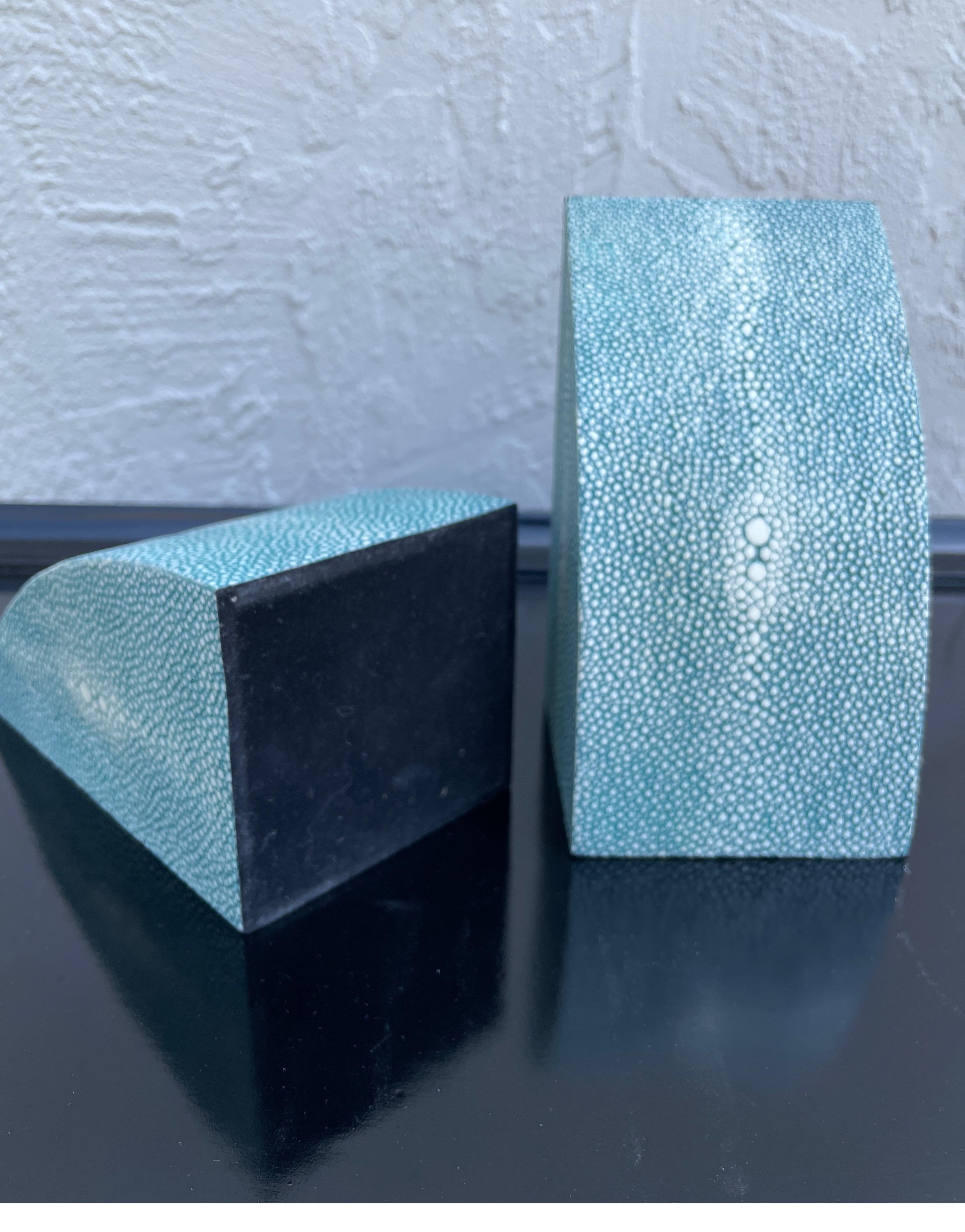Pair of Faux Shagreen Bookends 2