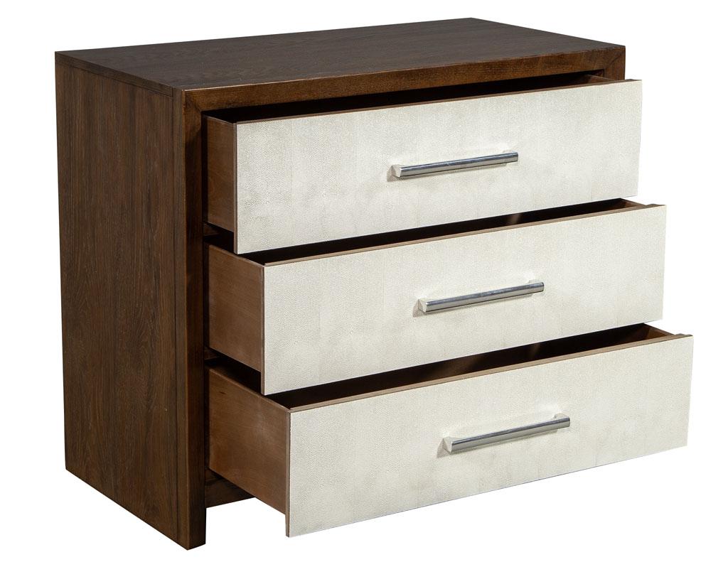 Modern Pair of Faux Shagreen Faced Oak Chest of Drawers by Hickory White