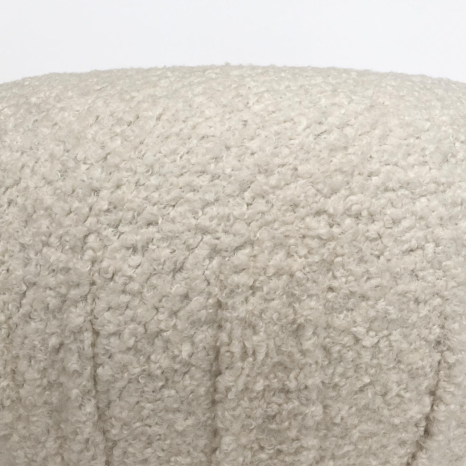 Pair of Faux Shearling Souffle Pouf Ottomans In New Condition In Chicago, IL