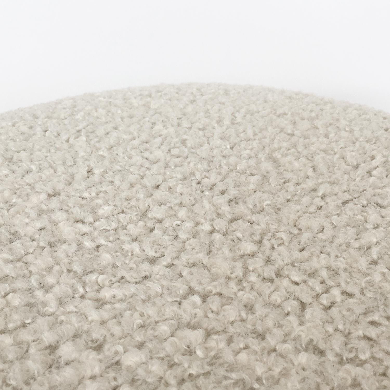 Contemporary Pair of Faux Shearling Souffle Pouf Ottomans