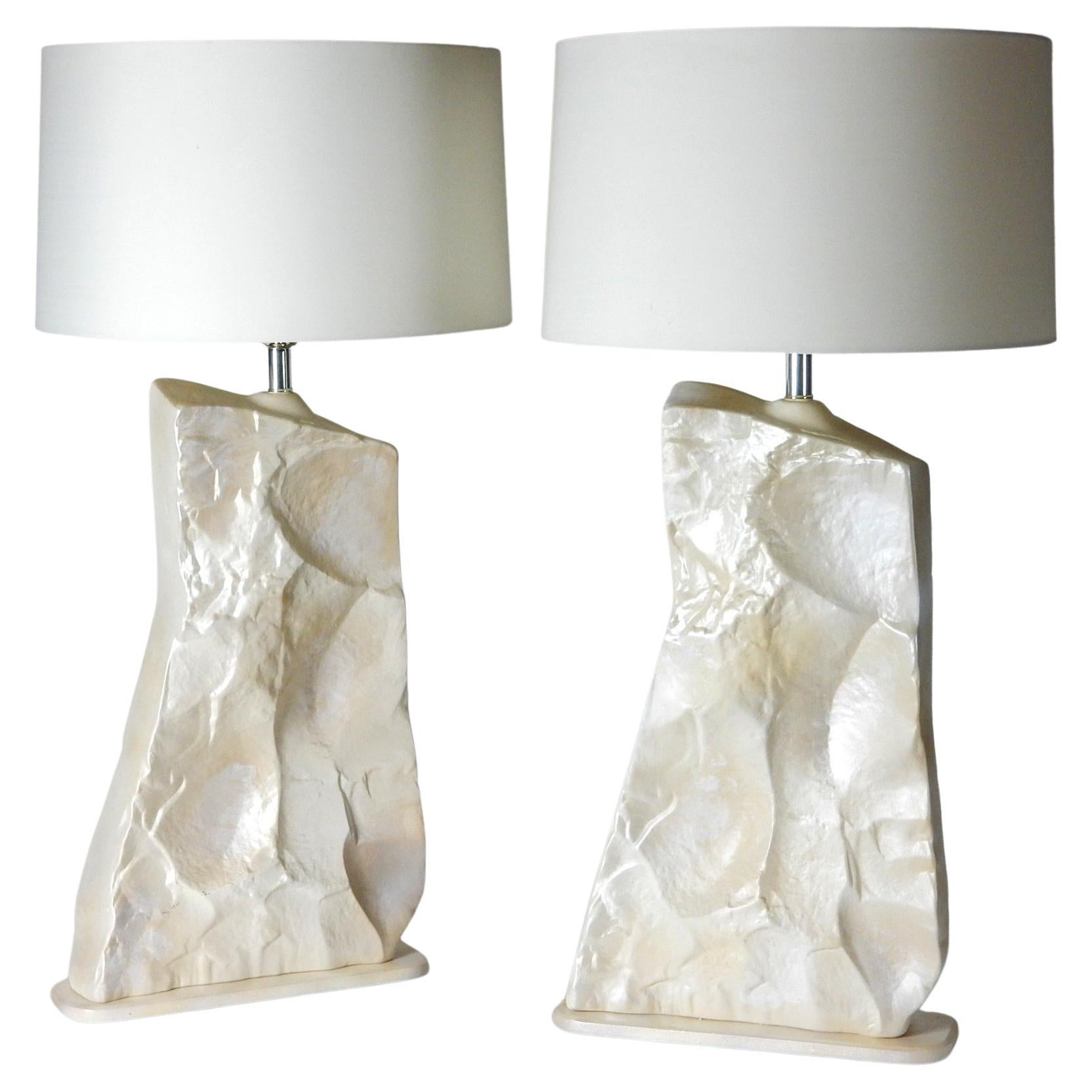 Pair of Faux Slate Stone Table Lamps, 1970's