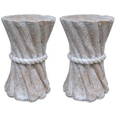 Pair of Faux Stone Bound Sheaf Columns