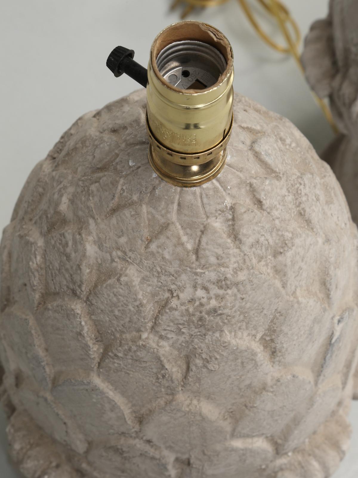Pair of Faux Stone Lamps in the Form of an Artichoke 1