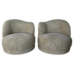 Pair of Faux Suede Swivel Chairs