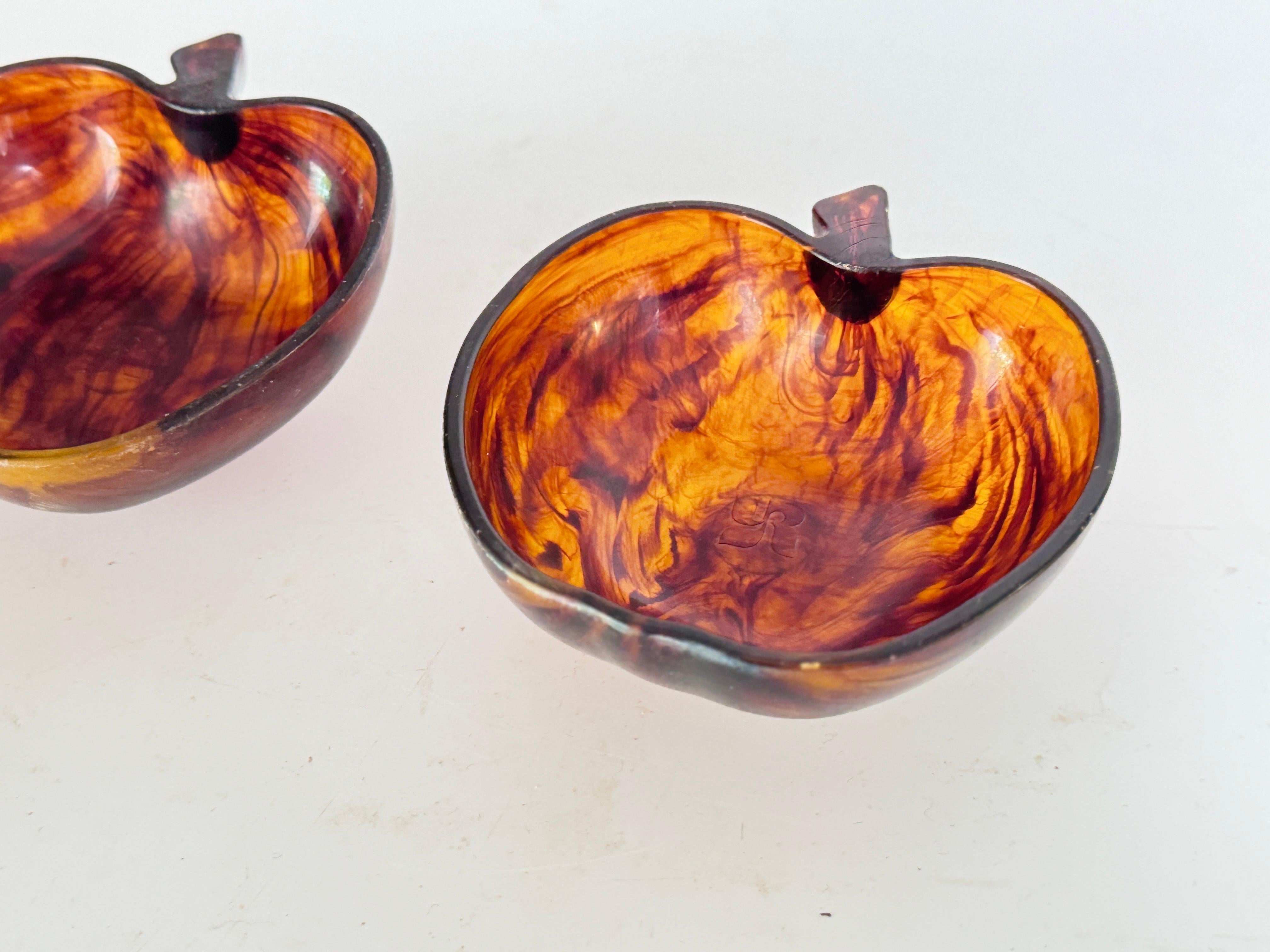Pair of  Faux Tortoise  Bowl or Vide Poche, France, 1970 Brown Color For Sale 6