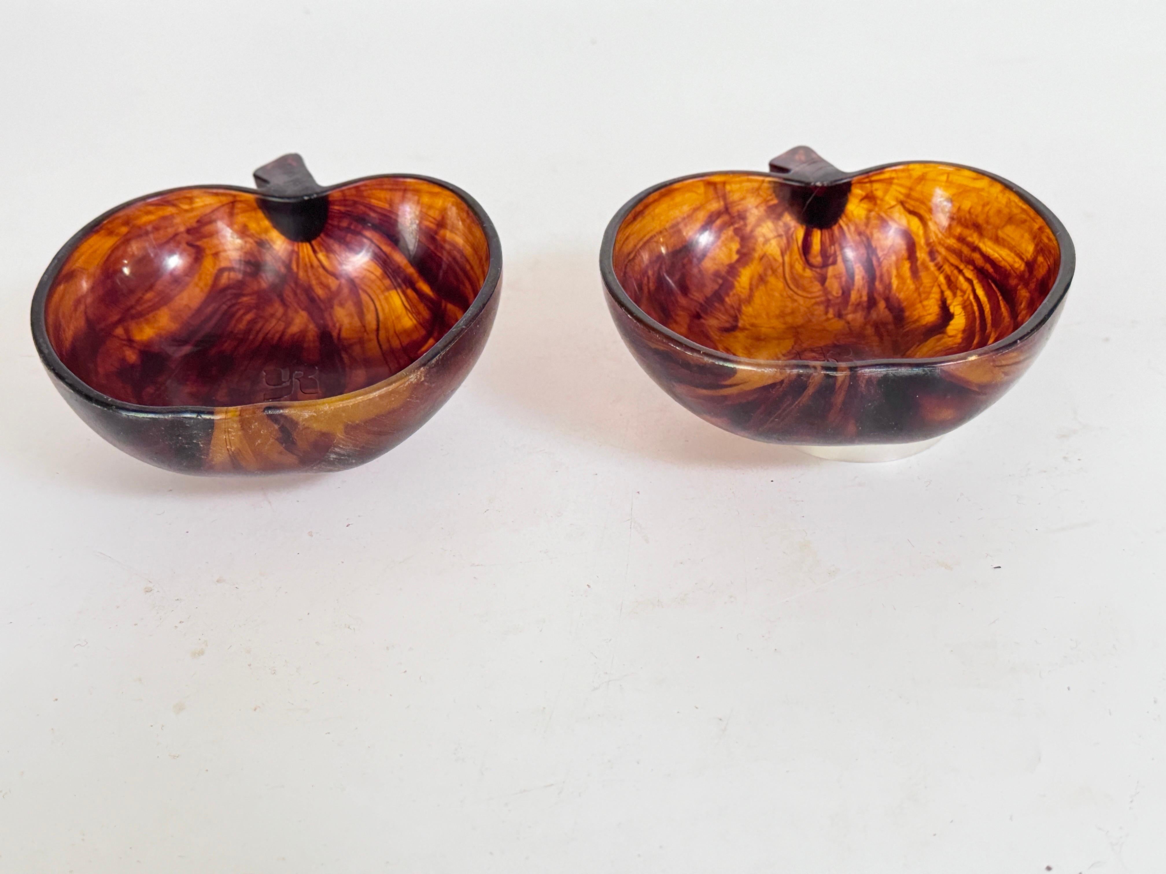 Pair of  Faux Tortoise  Bowl or Vide Poche, France, 1970 Brown Color For Sale 8
