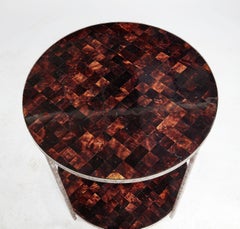 Pair of Faux Tortoise Shell Gilt Steel Tables