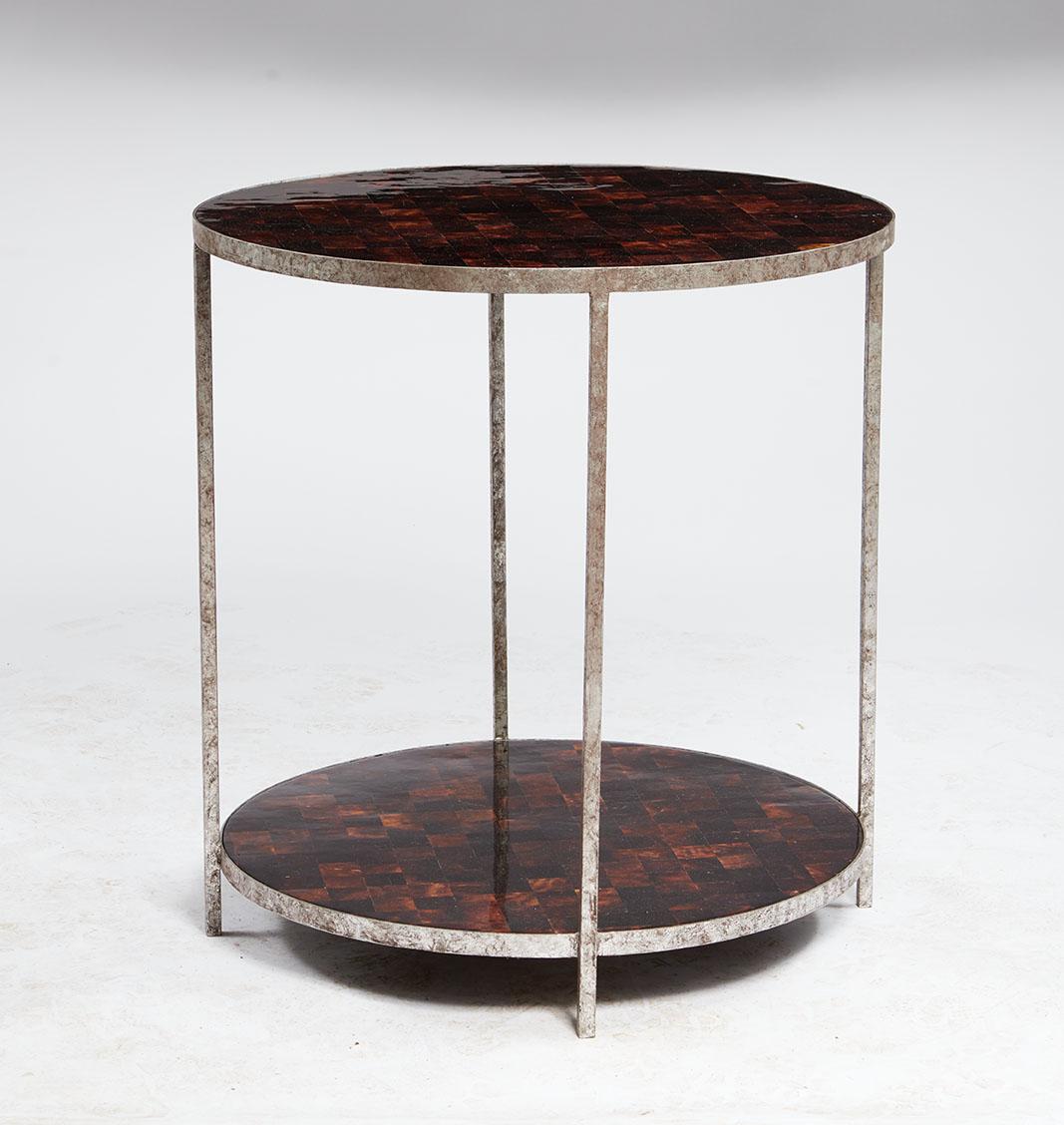 Pair of Faux Tortoise Shell Gilt Steel Tables In Good Condition For Sale In Lyndhurst, NJ