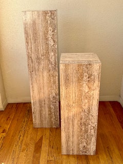 Pair of Faux Travertine Laminate Pedestals by Austin Productions, Circa 1980's