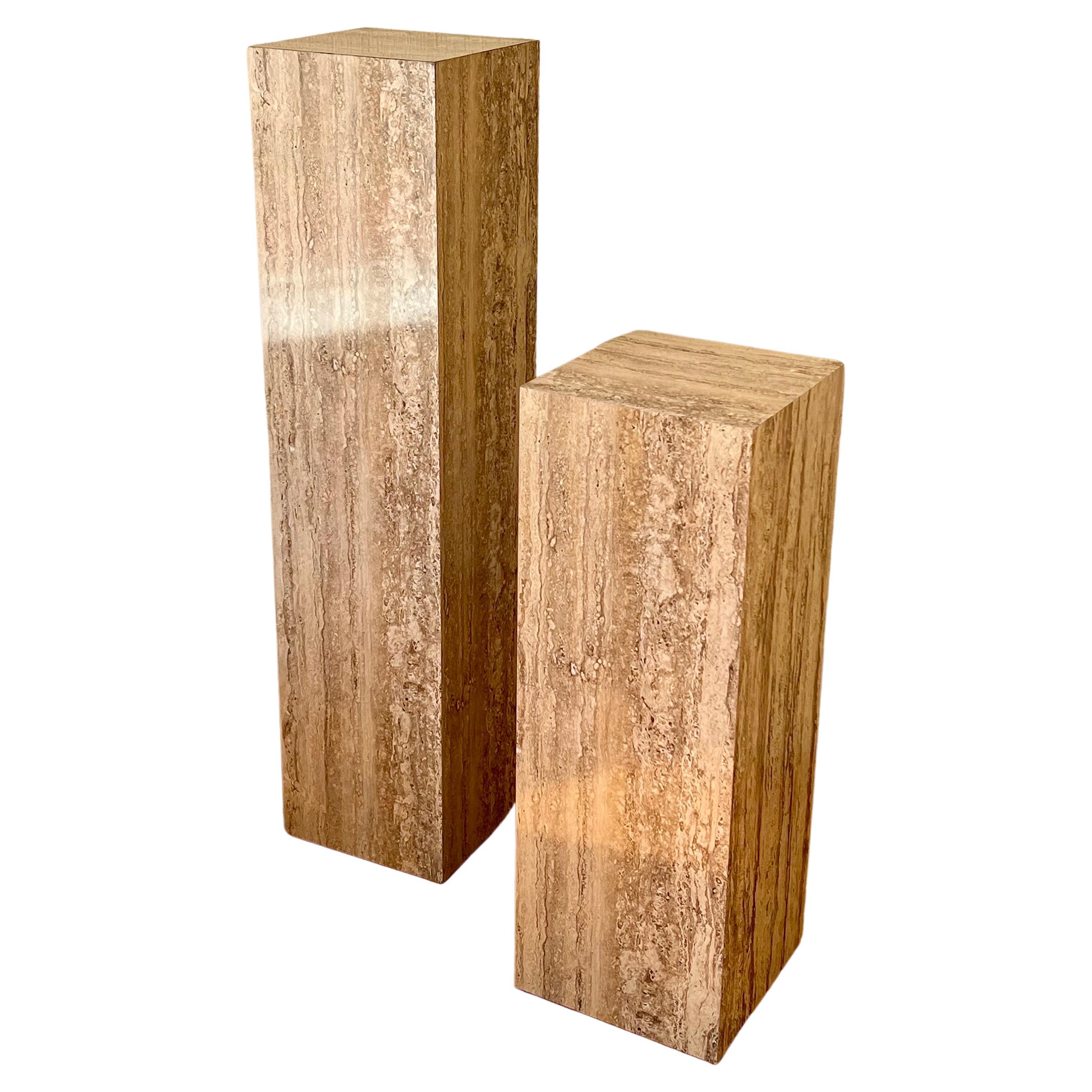 Pair of Faux Travertine Laminate Pedestals by Austin Productions, Circa 1980's