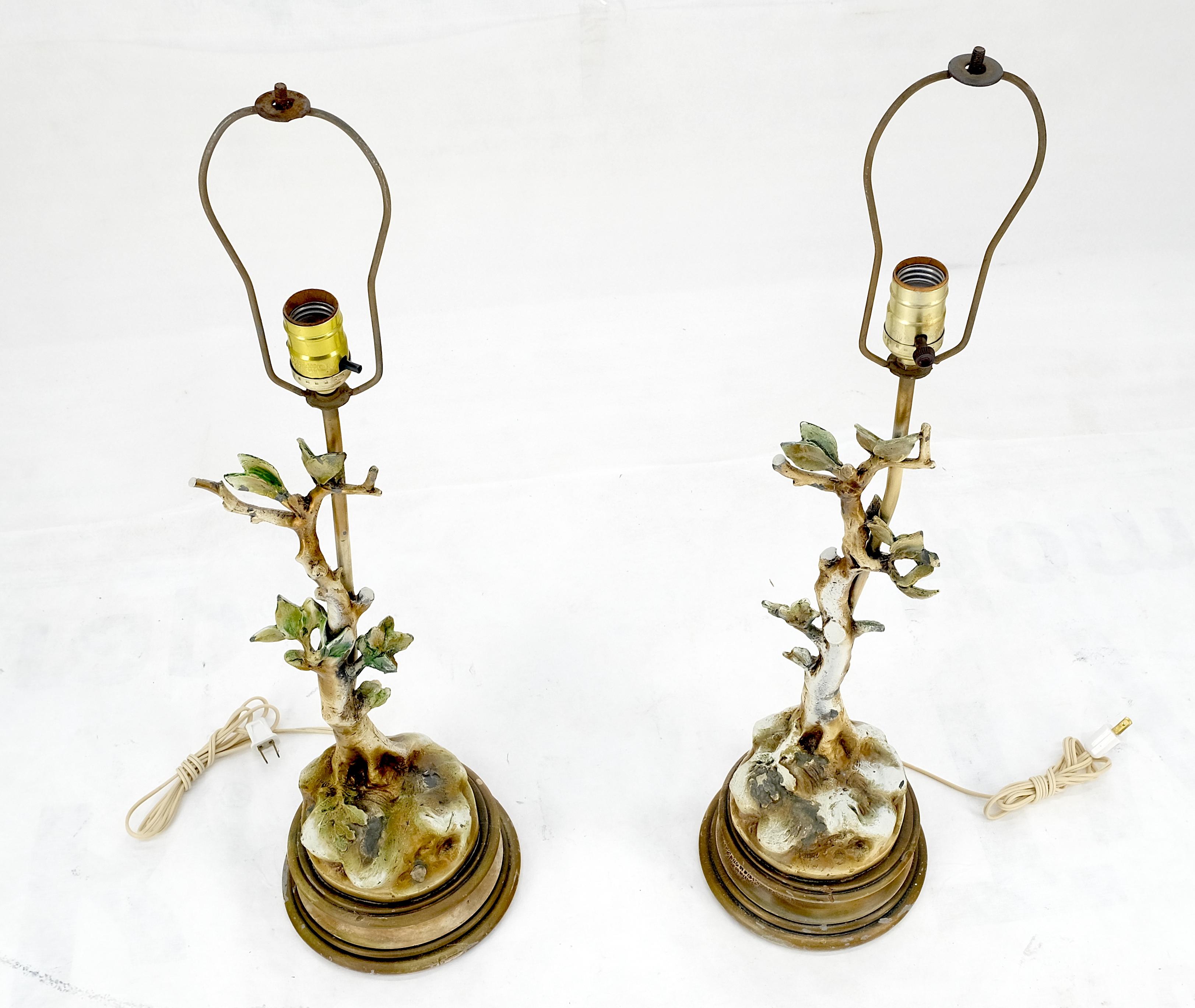 Pareja de Lámparas de Sobremesa Decorativas con Bases de Faux Twig Style C1940s Moderno de mediados de siglo en venta