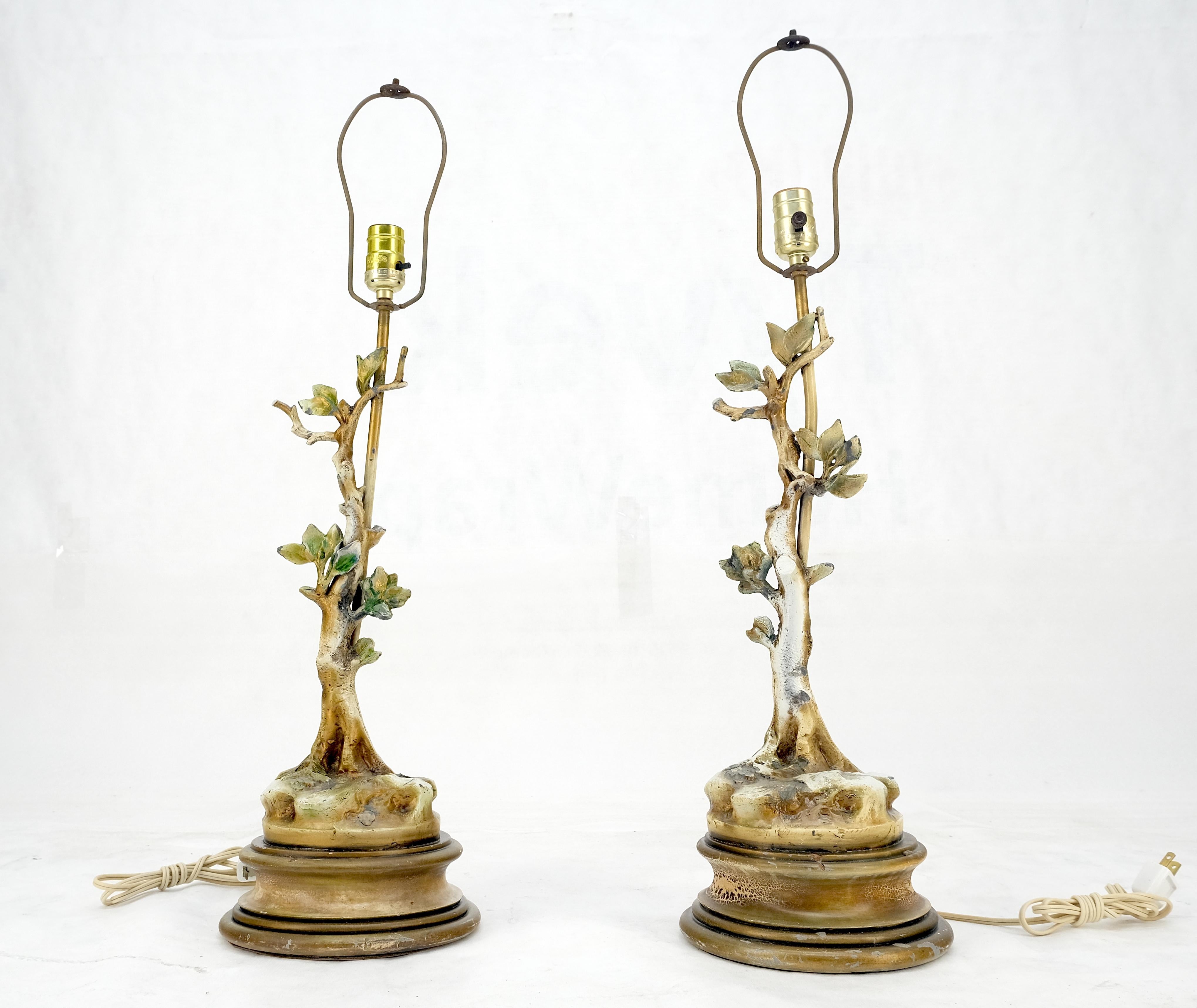 Pareja de Lámparas de Sobremesa Decorativas con Bases de Faux Twig Style C1940s en Bueno estado para la venta en Rockaway, NJ