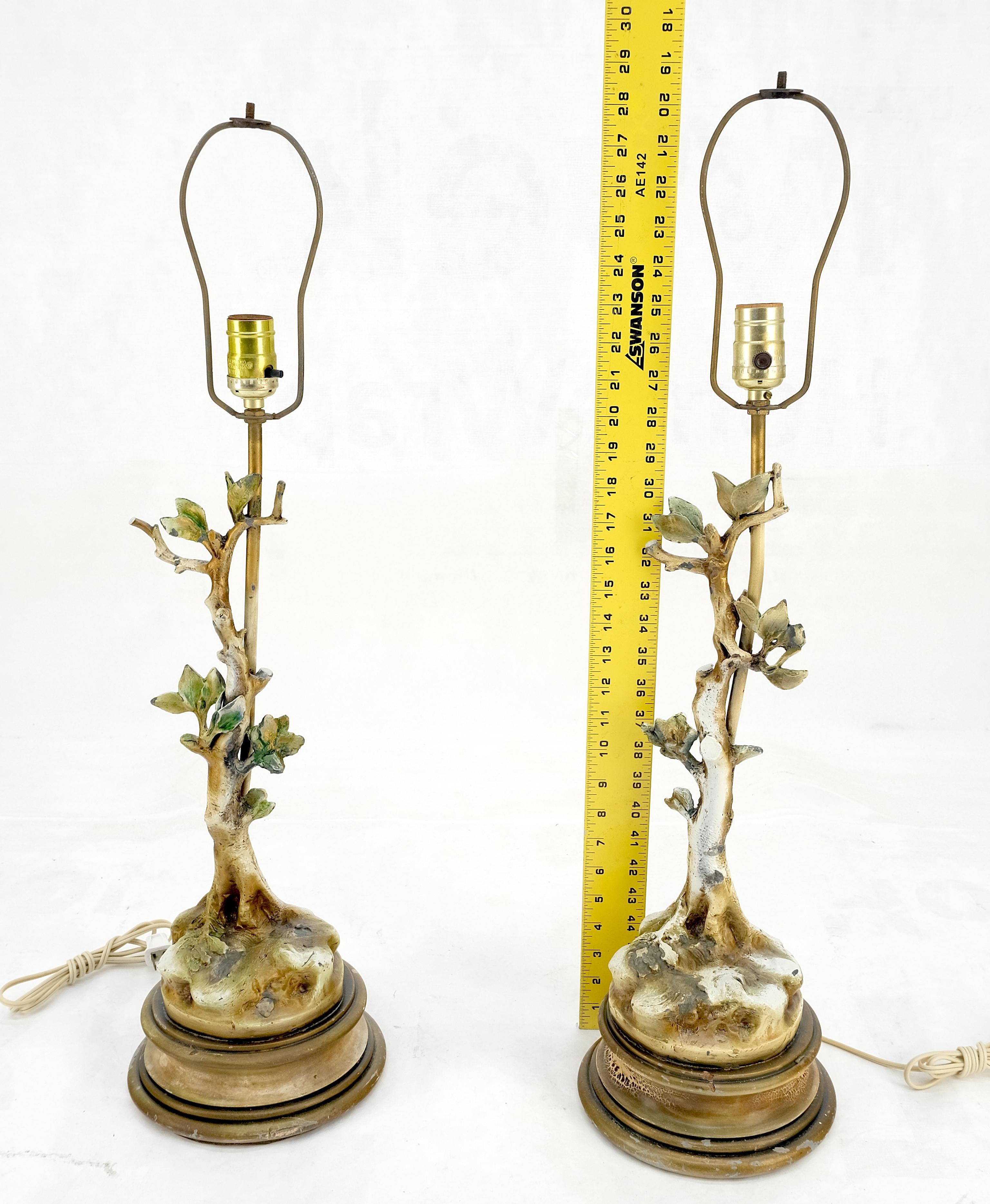 Pareja de Lámparas de Sobremesa Decorativas con Bases de Faux Twig Style C1940s en venta 2