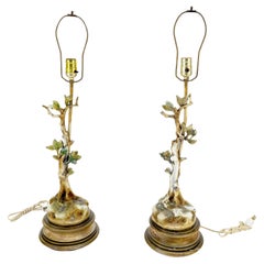 Pareja de Lámparas de Sobremesa Decorativas con Bases de Faux Twig Style C1940s