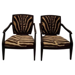 Paar Clubstühle aus Rindsleder mit Zebradruck