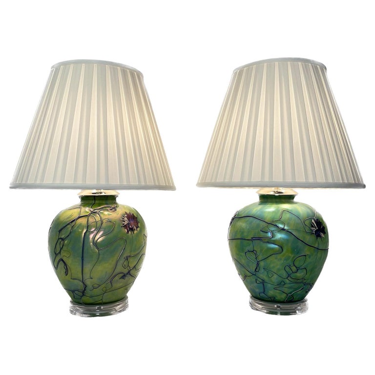 Pair of Favrile Glass Lamps For Sale at 1stDibs