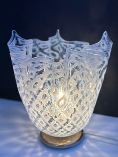 Pair of "Fazzoletto" Murano Ruffled Glass Table Lamps by La Murrina