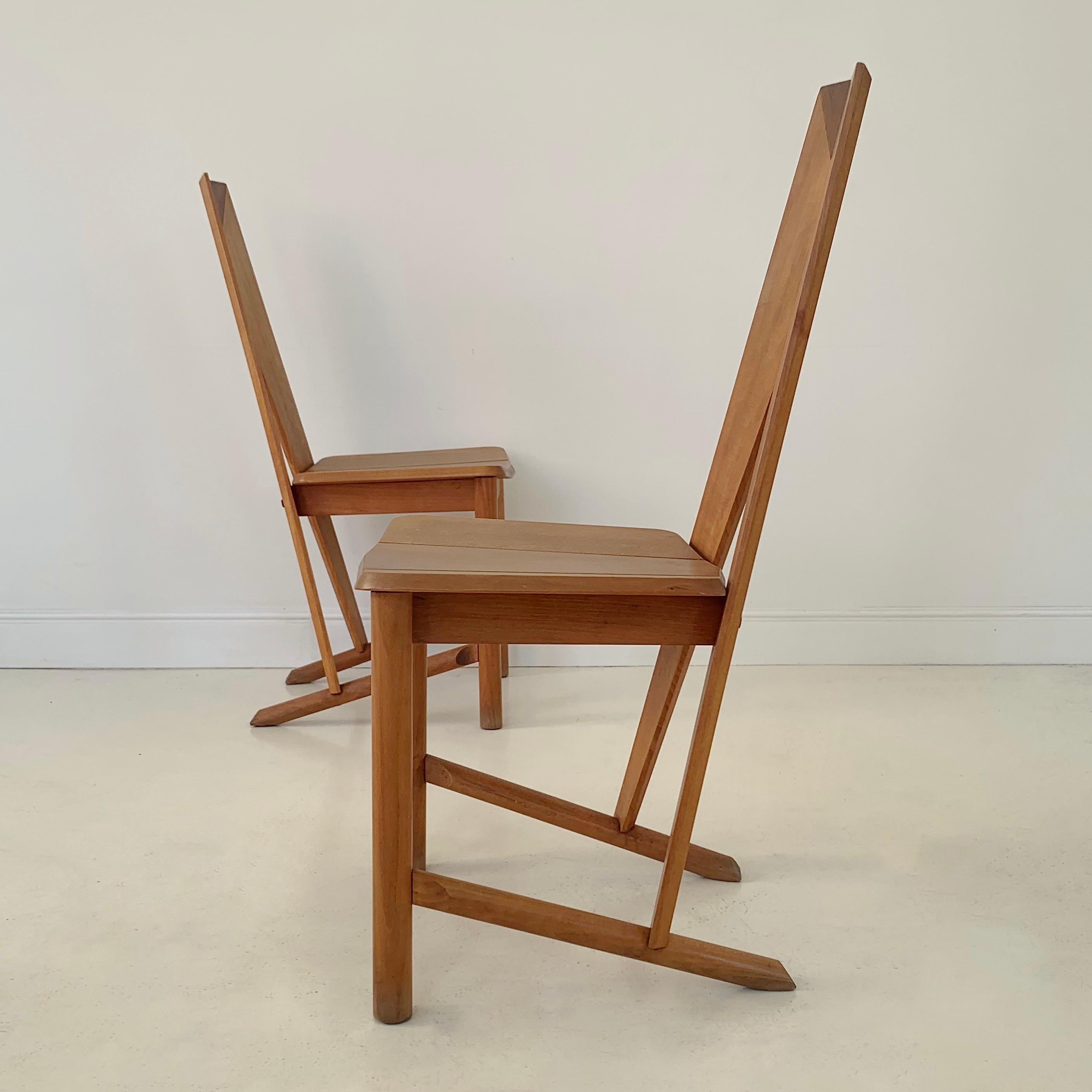 French  Pair of FCH1A Dining Chairs Edited By Seltz, circa 1980, France. For Sale