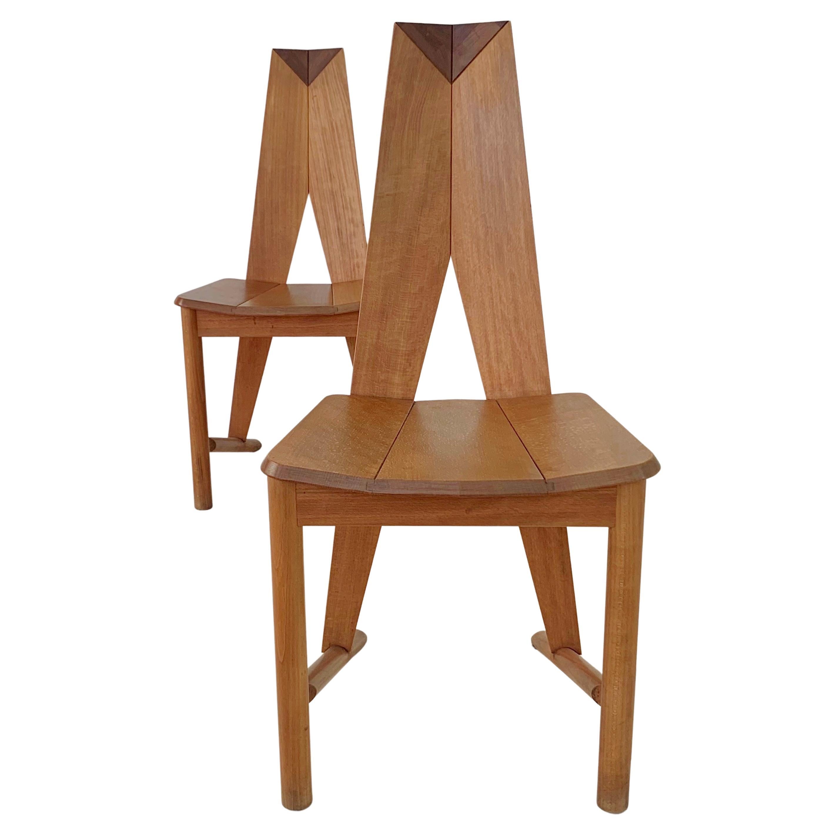 Pair of dining chairs for Seltz, France, circa 1980.
Solid beech.
Dimensions: 95 cm H, 46 cm W, 55 cm D, seat height: 45 cm.
Good original condition.
Another pair available.
All purchases are covered by our Buyer Protection Guarantee.
This item can