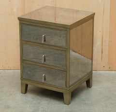 PAIR OF FEATHER & BLACK GATSBY MiRRORED BEDSIDE TABLES MATCHING DRAWERS AVAILABL