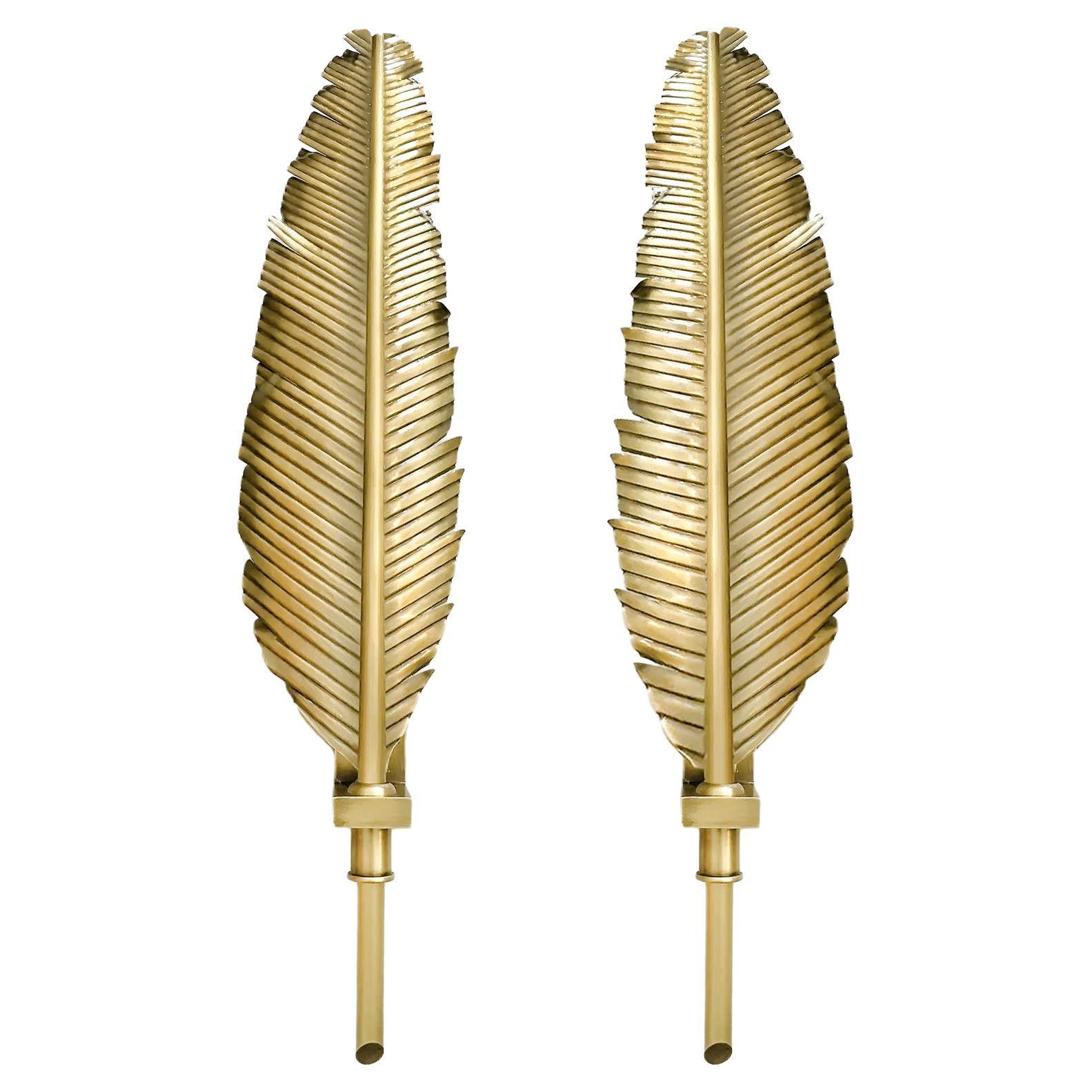 Pair of Feather Brass Sconces in the Manner of Maison Jansen