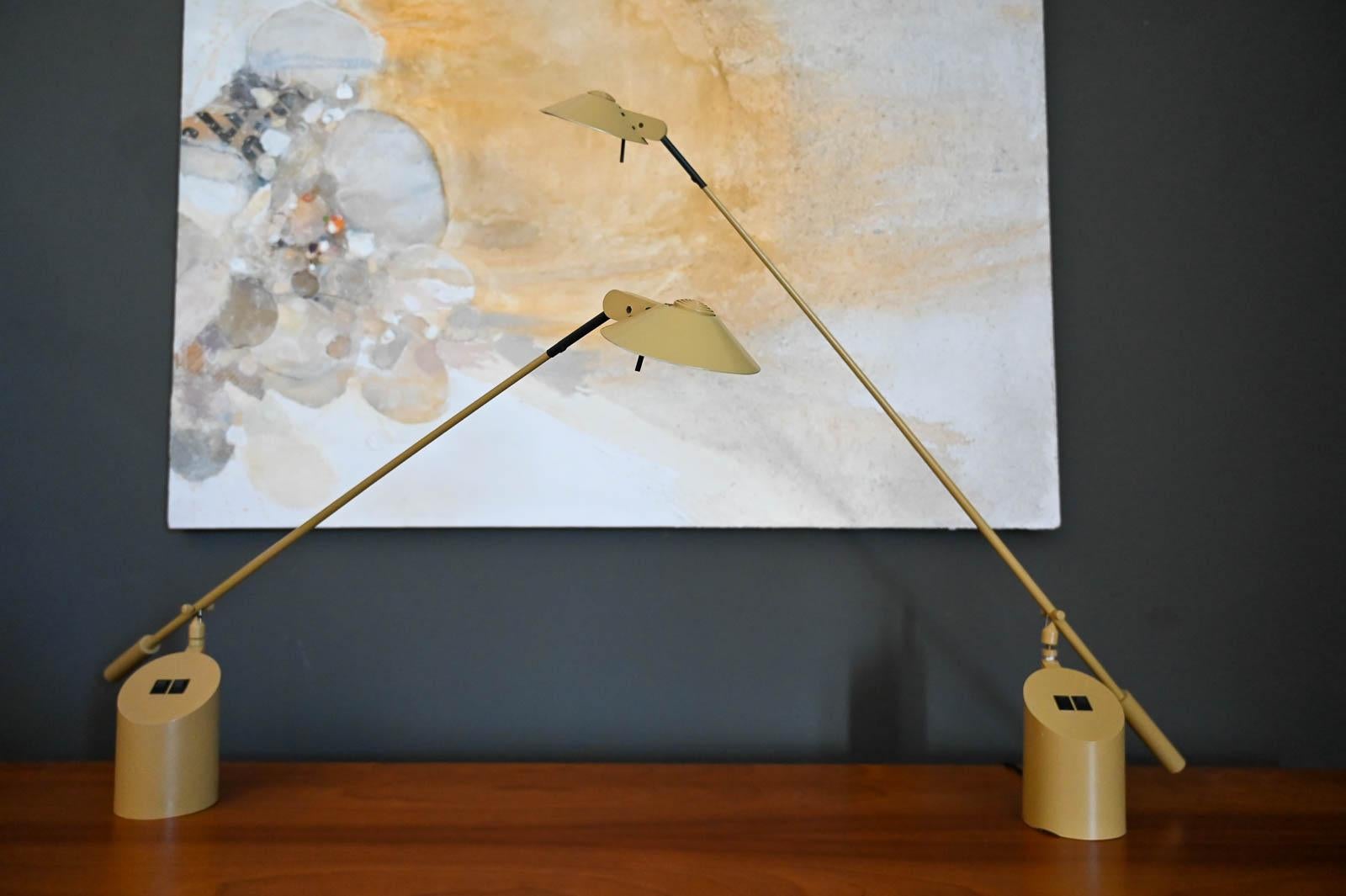 Post-Modern Pair of 'Feather' Task Lamps by George Kovacs for Robert Sonneman, circa 1980 For Sale