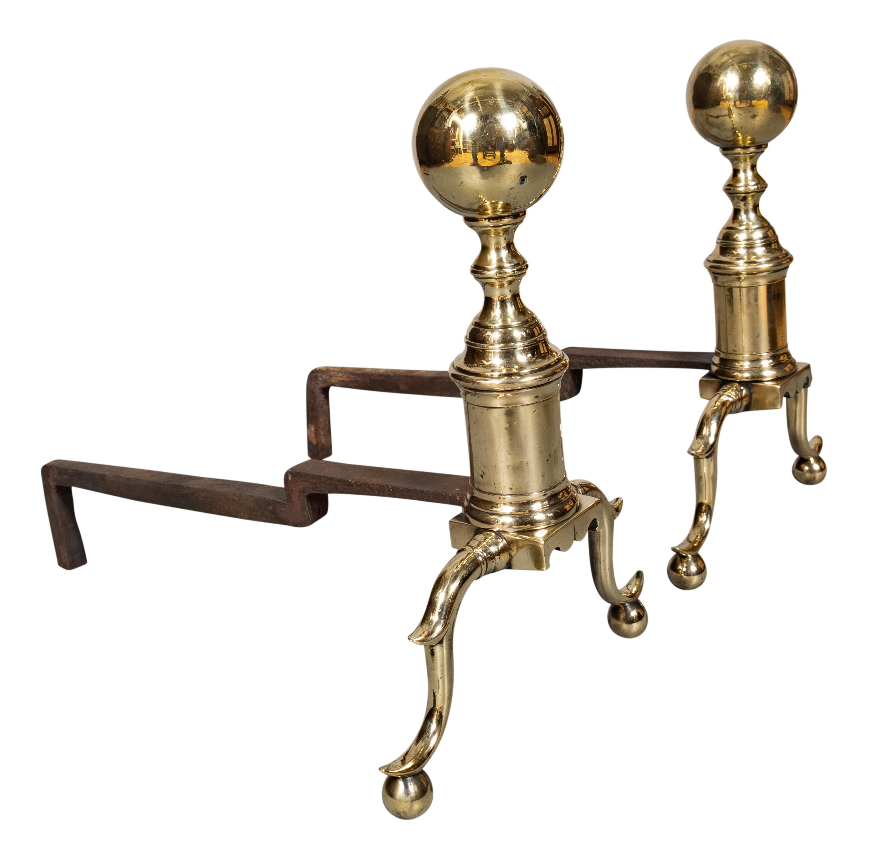 Ball top with scrolled legs and brass ball feet. Newly polished.