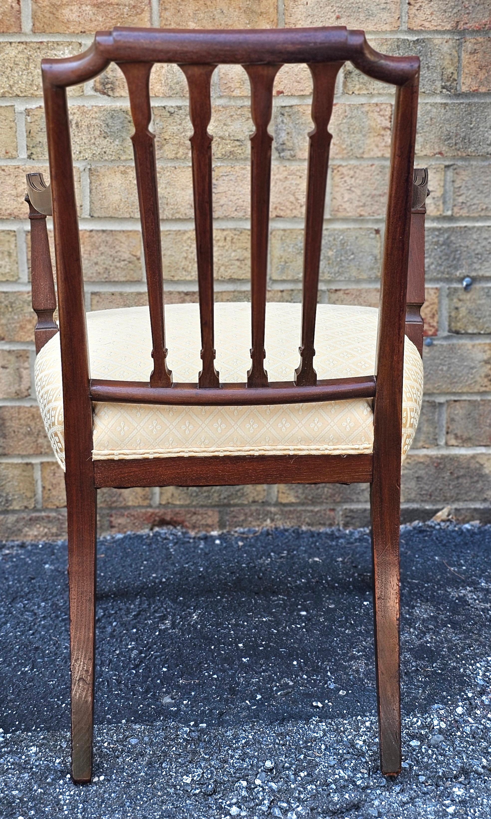 Pair Federal Mahogany Upholstered Armchairs Attrib. to Ephraim Haines, C. 1805s For Sale 3