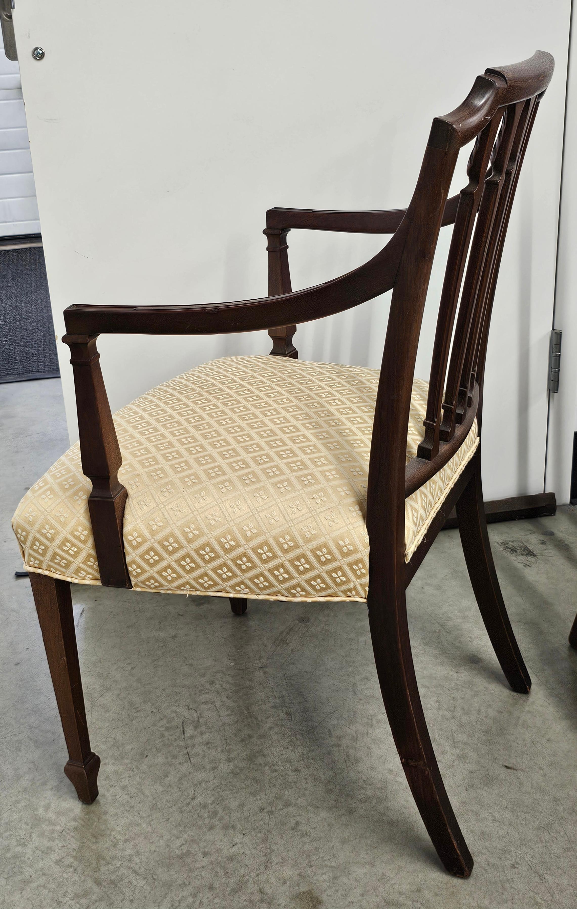 Pair Federal Mahogany Upholstered Armchairs Attrib. to Ephraim Haines, C. 1805s For Sale 4