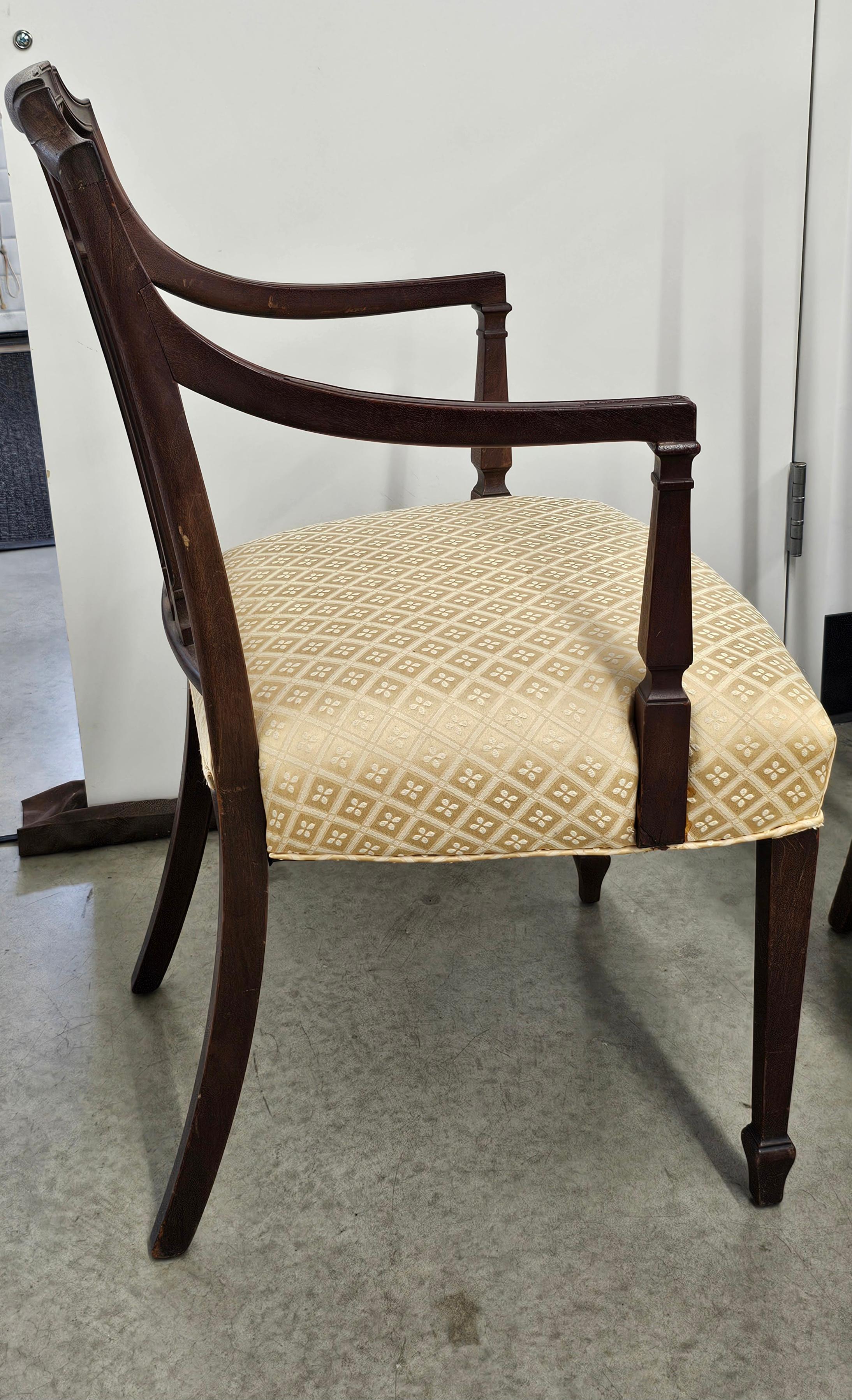 Pair Federal Mahogany Upholstered Armchairs Attrib. to Ephraim Haines, C. 1805s For Sale 5