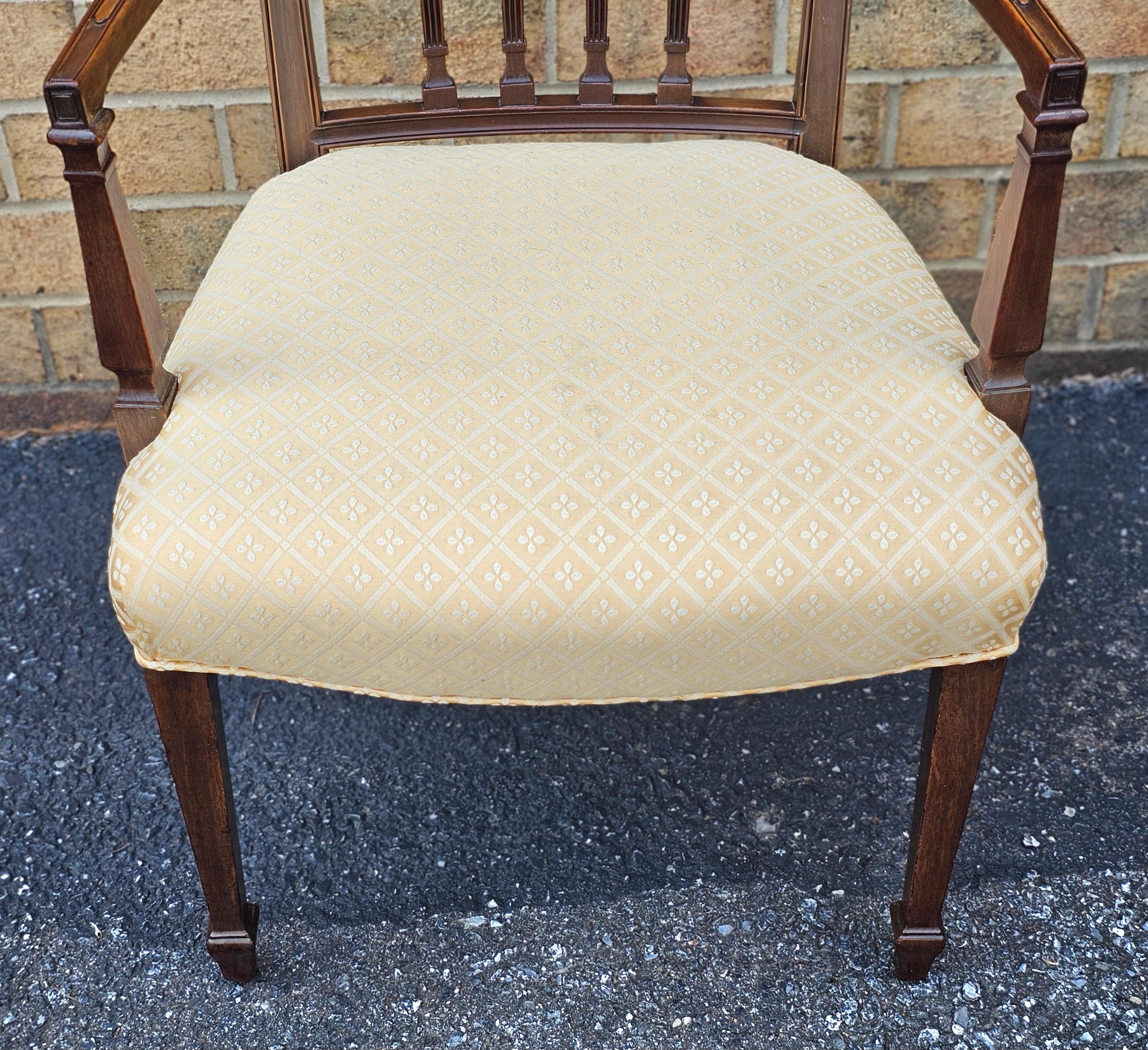 Upholstery Pair Federal Mahogany Upholstered Armchairs Attrib. to Ephraim Haines, C. 1805s For Sale