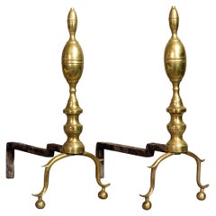 Pair of Federal Double Lemon Top Andirons