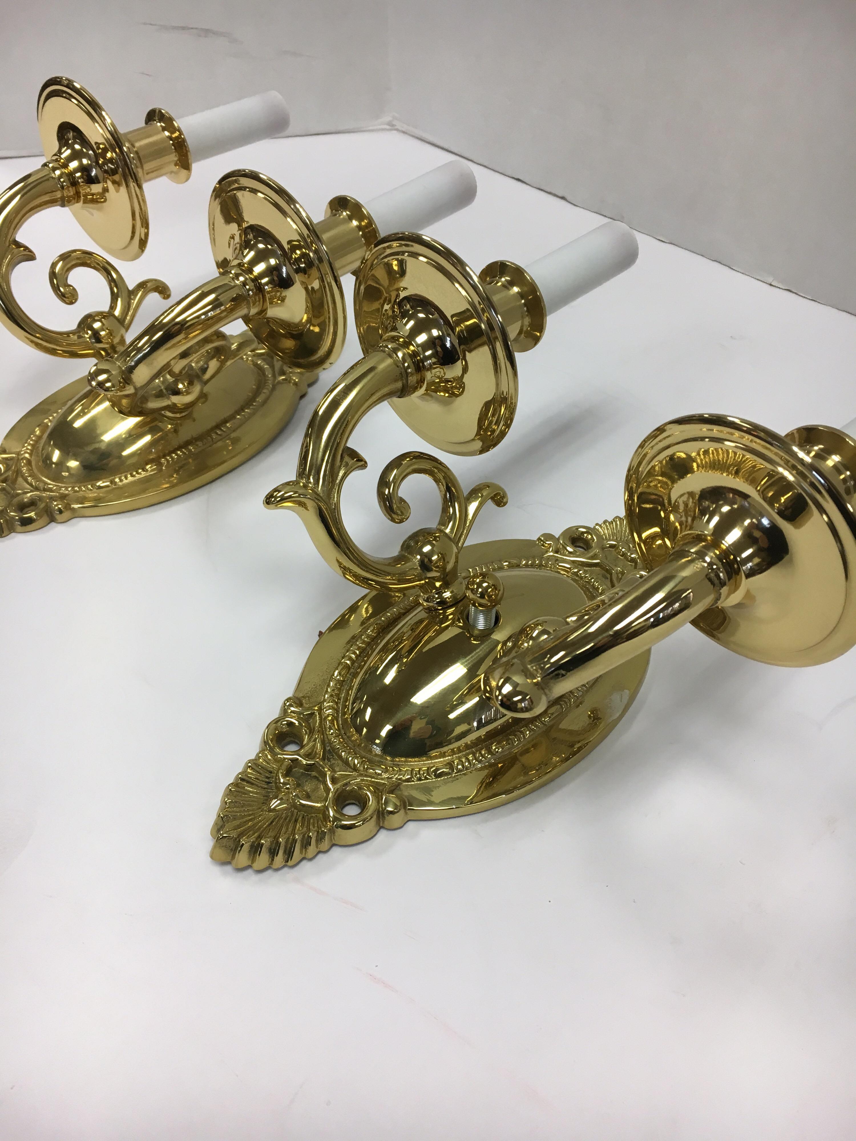 Pair of Federal Federalist Two- Light Brass Sconces 2