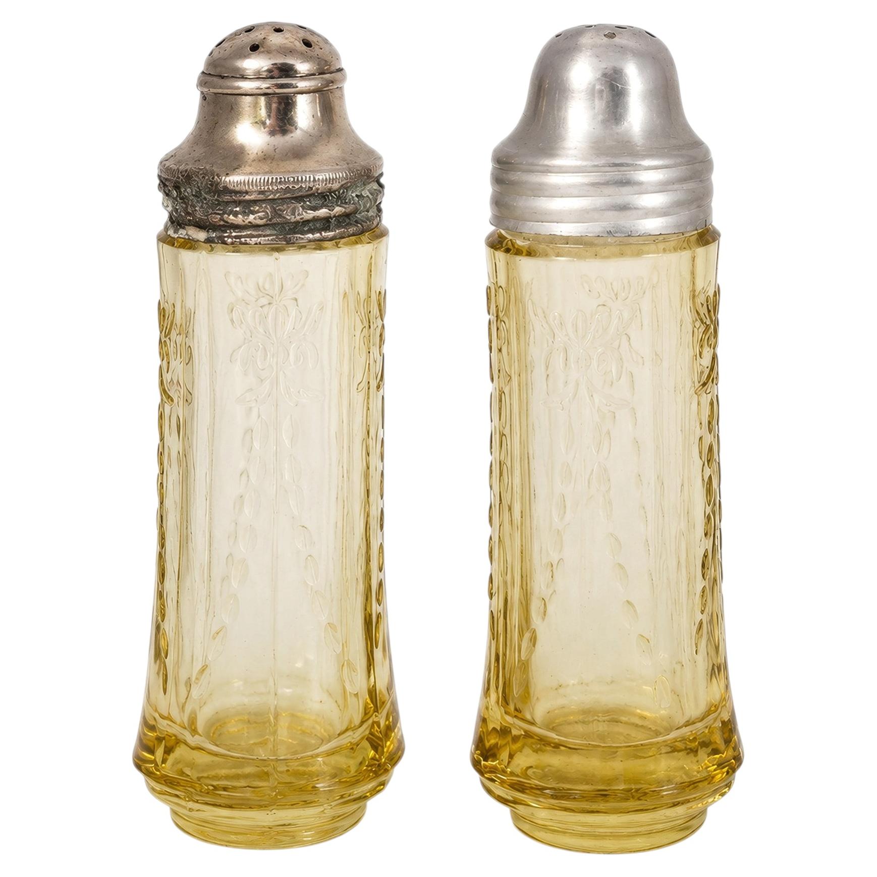 Pair of Federal Madrid Yellow Depression Glass Salt and Pepper Shakers