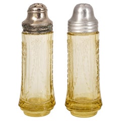 Pair of Federal Madrid Yellow Depression Glass Salt and Pepper Shakers