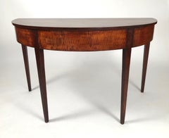Pair of Federal Period Tiger Maple Demilune Tables from Northern New England