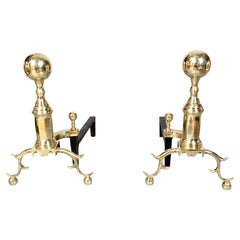 Pair Of Federal Style Brass Andirons