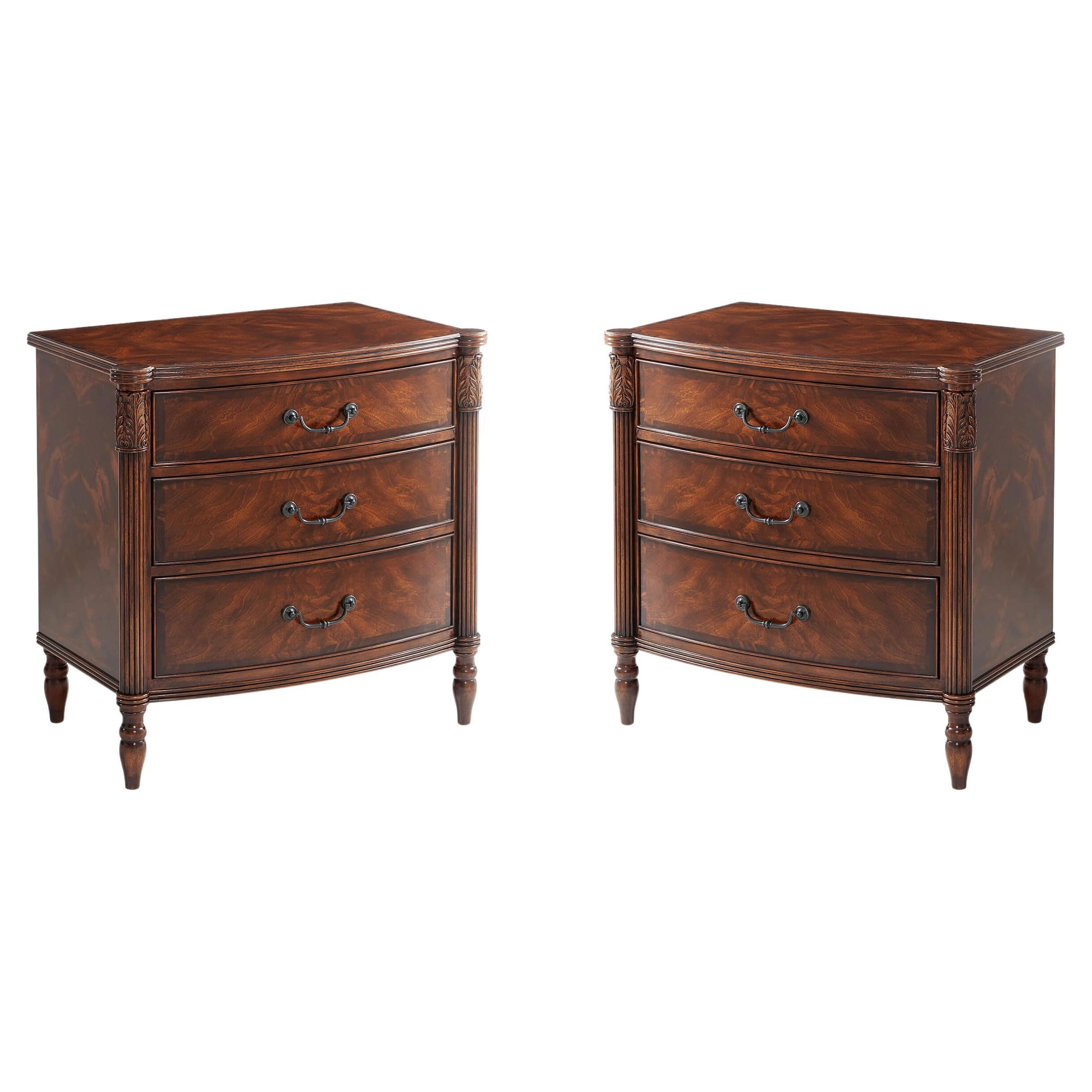 Pair of Federal Style Mahogany Bedside Chests For Sale