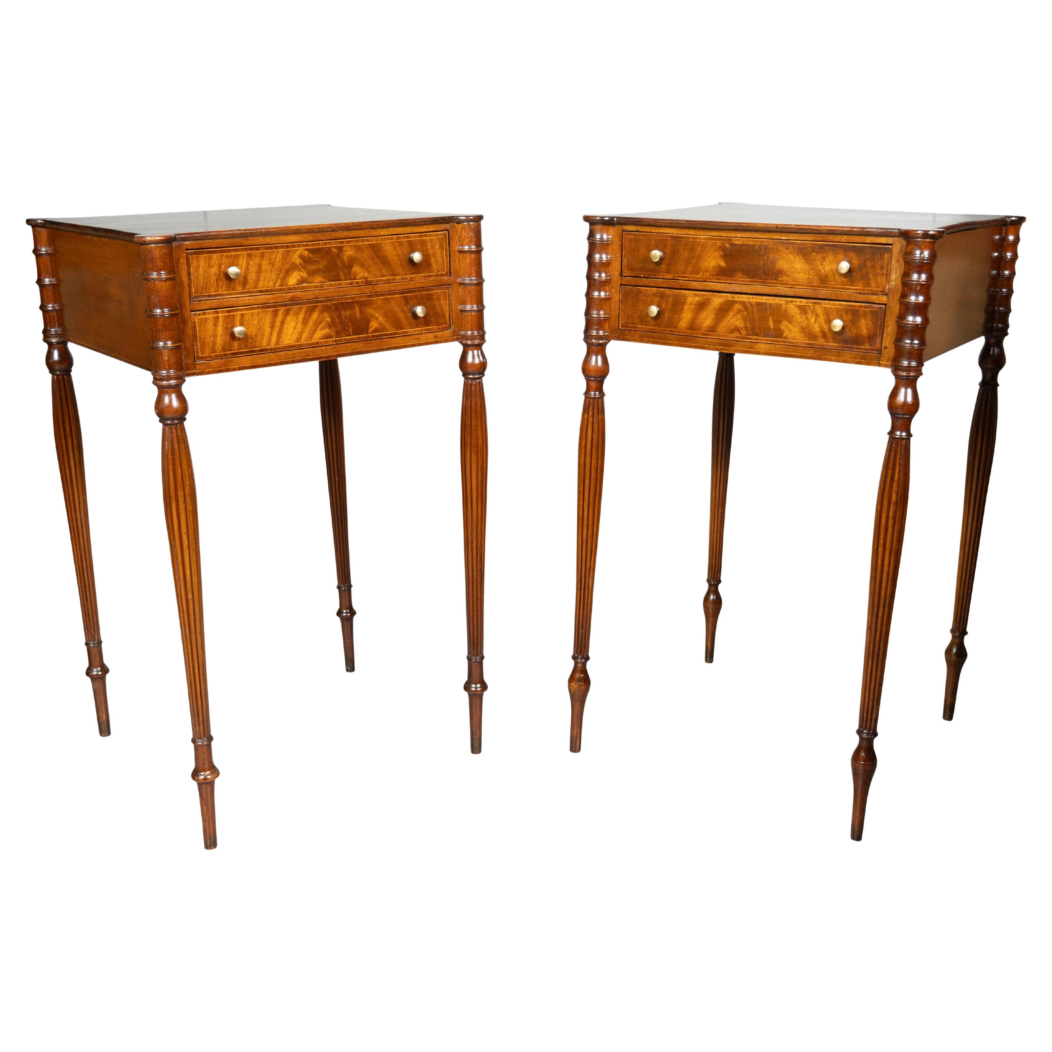 Pair Of Federal Style Mahogany Bedside Tables