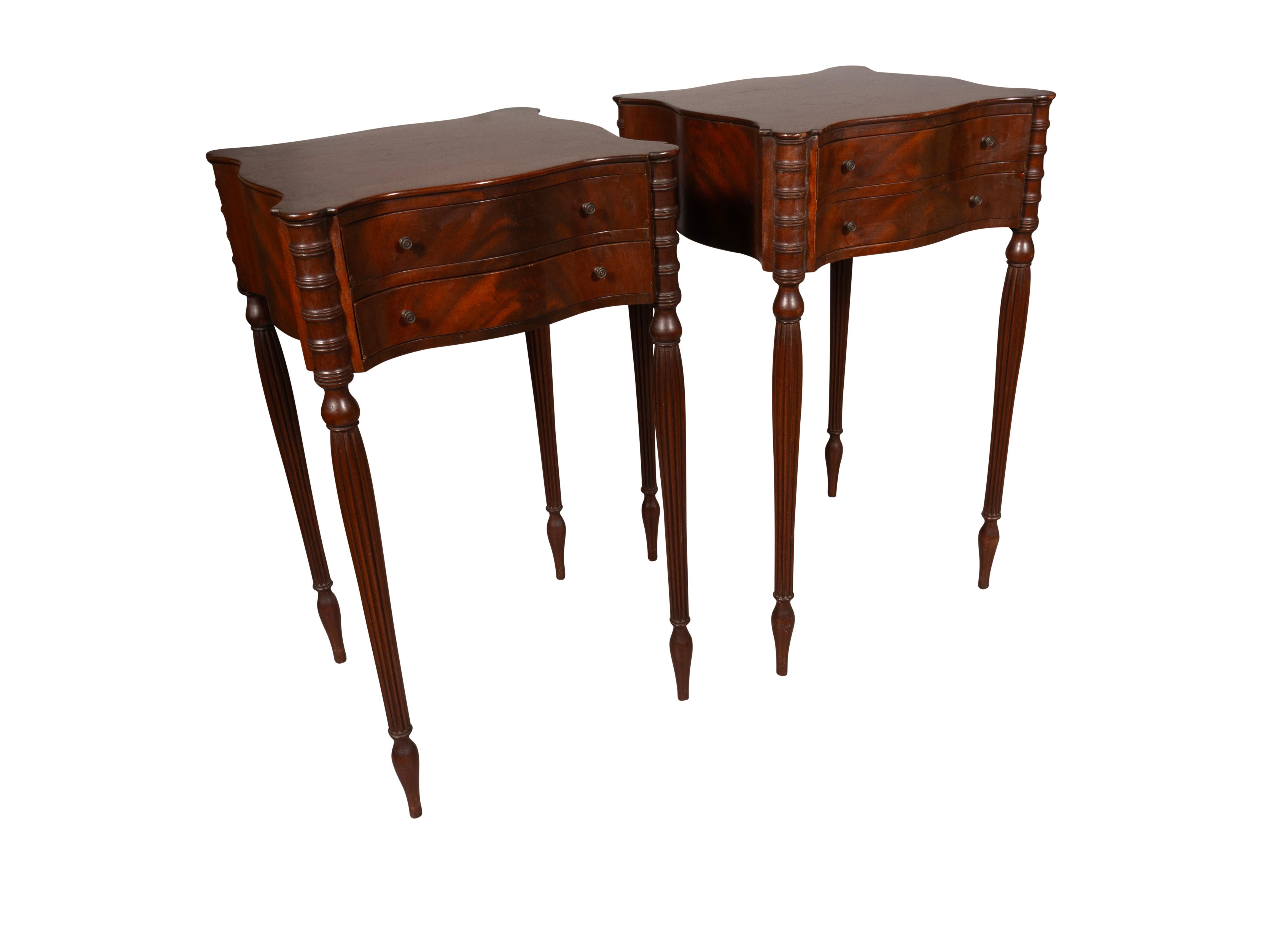 Pair Of Federal Style Mahogany Side Tables In Good Condition In Essex, MA