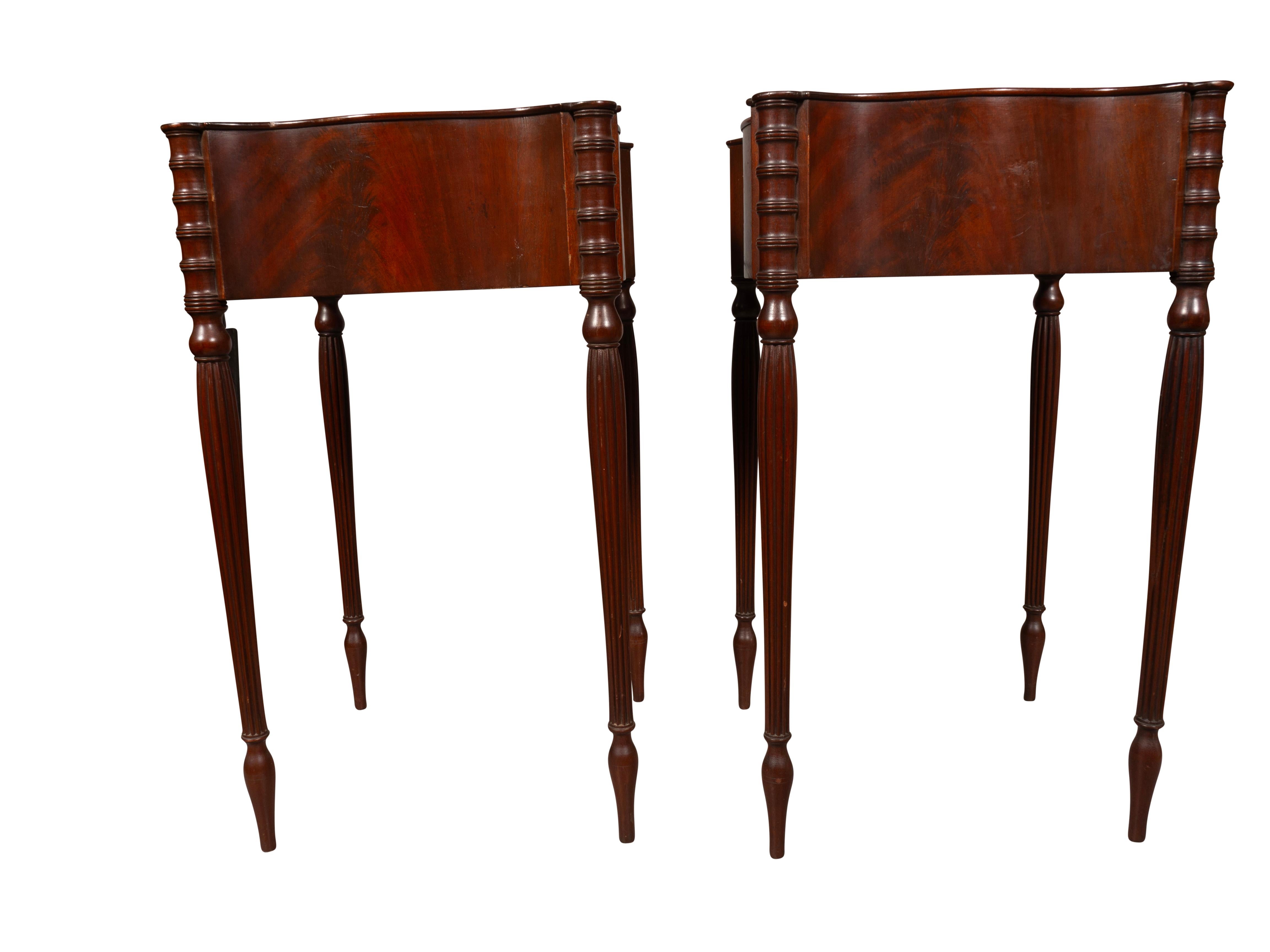 Brass Pair Of Federal Style Mahogany Side Tables