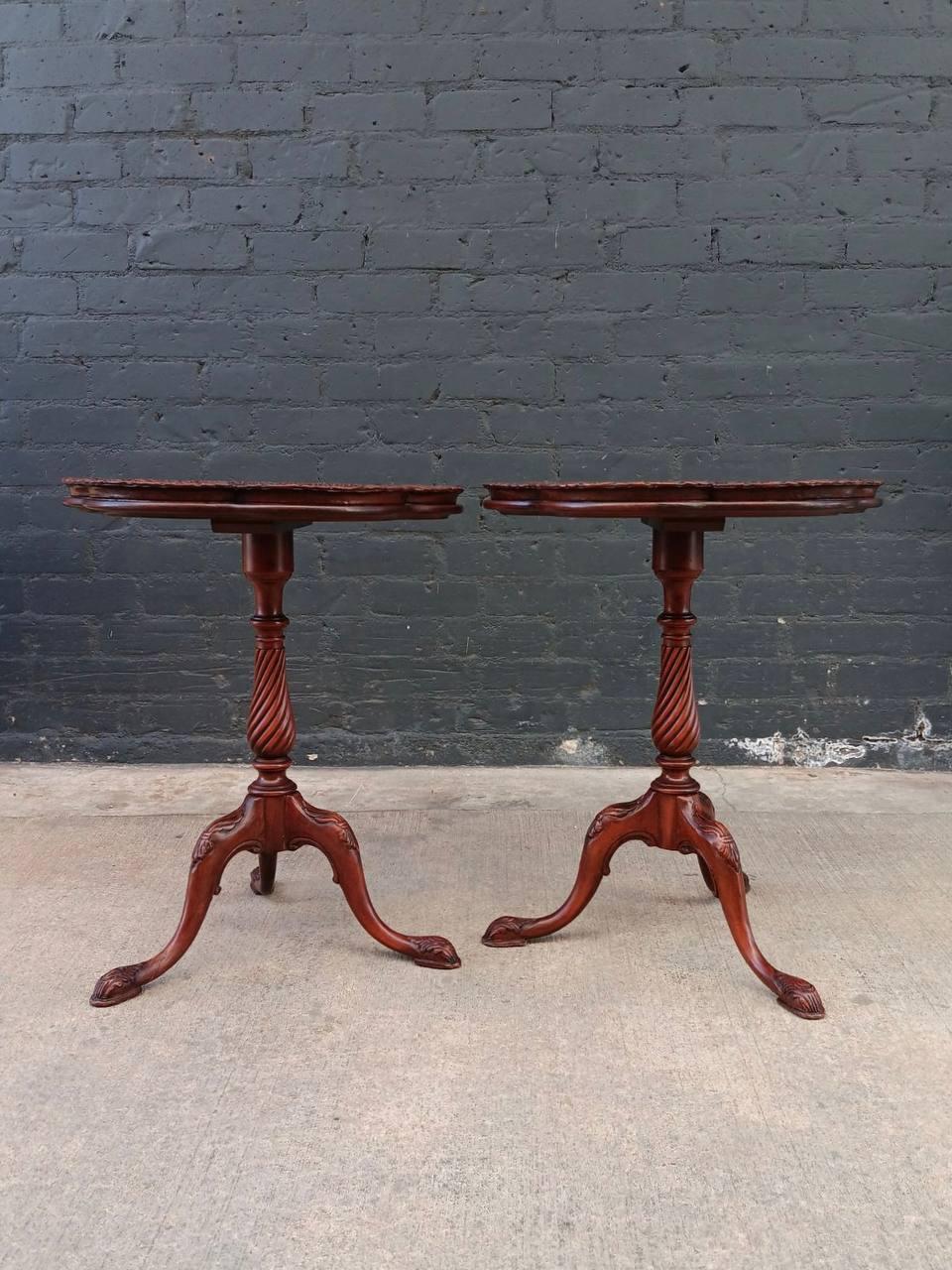 American Pair of Federal Style Mahogany Tripod End Tables