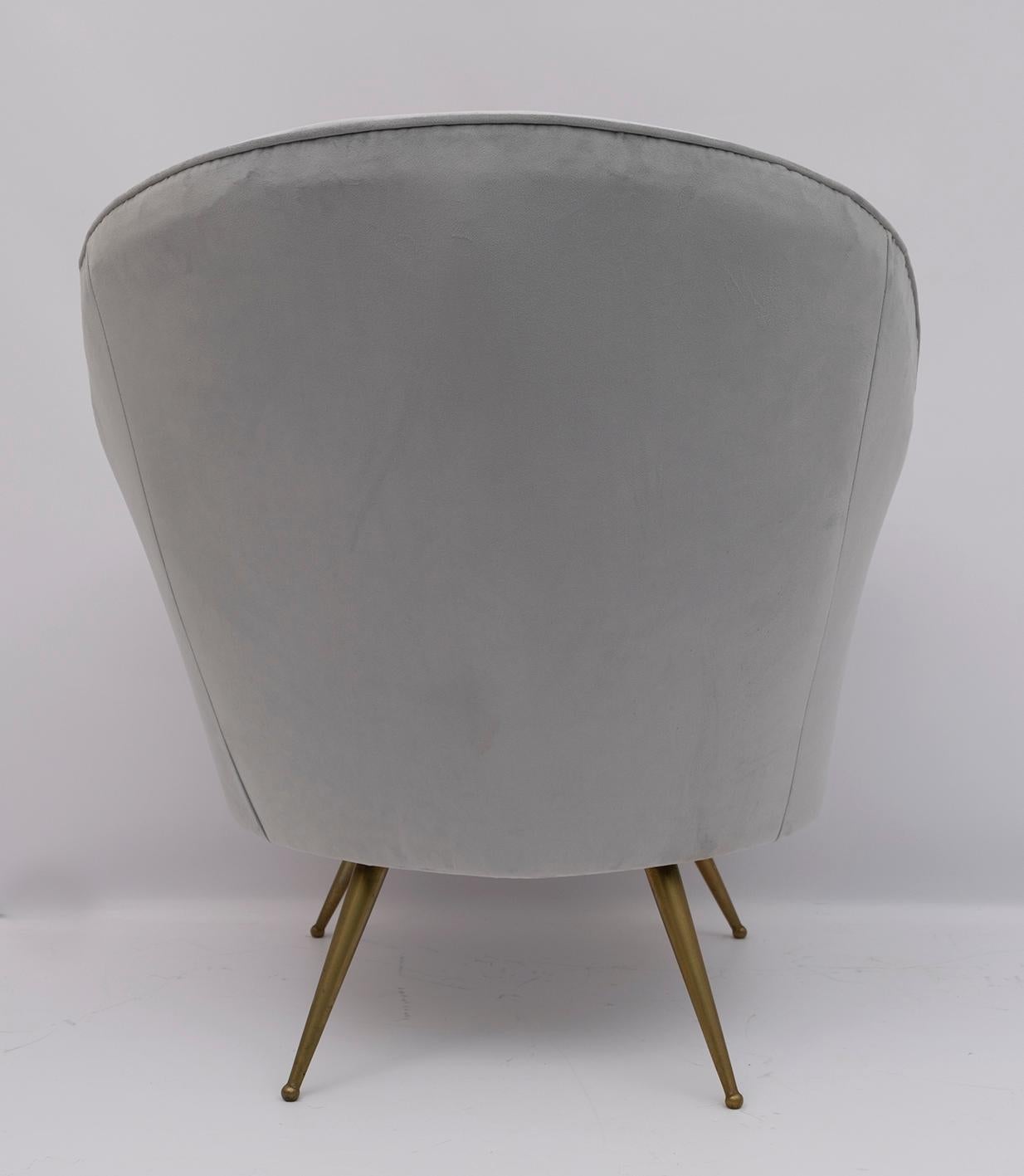 Pair of Federico Munari Mid-Century Modern Italian Velvet Armchairs, 1950s For Sale 2