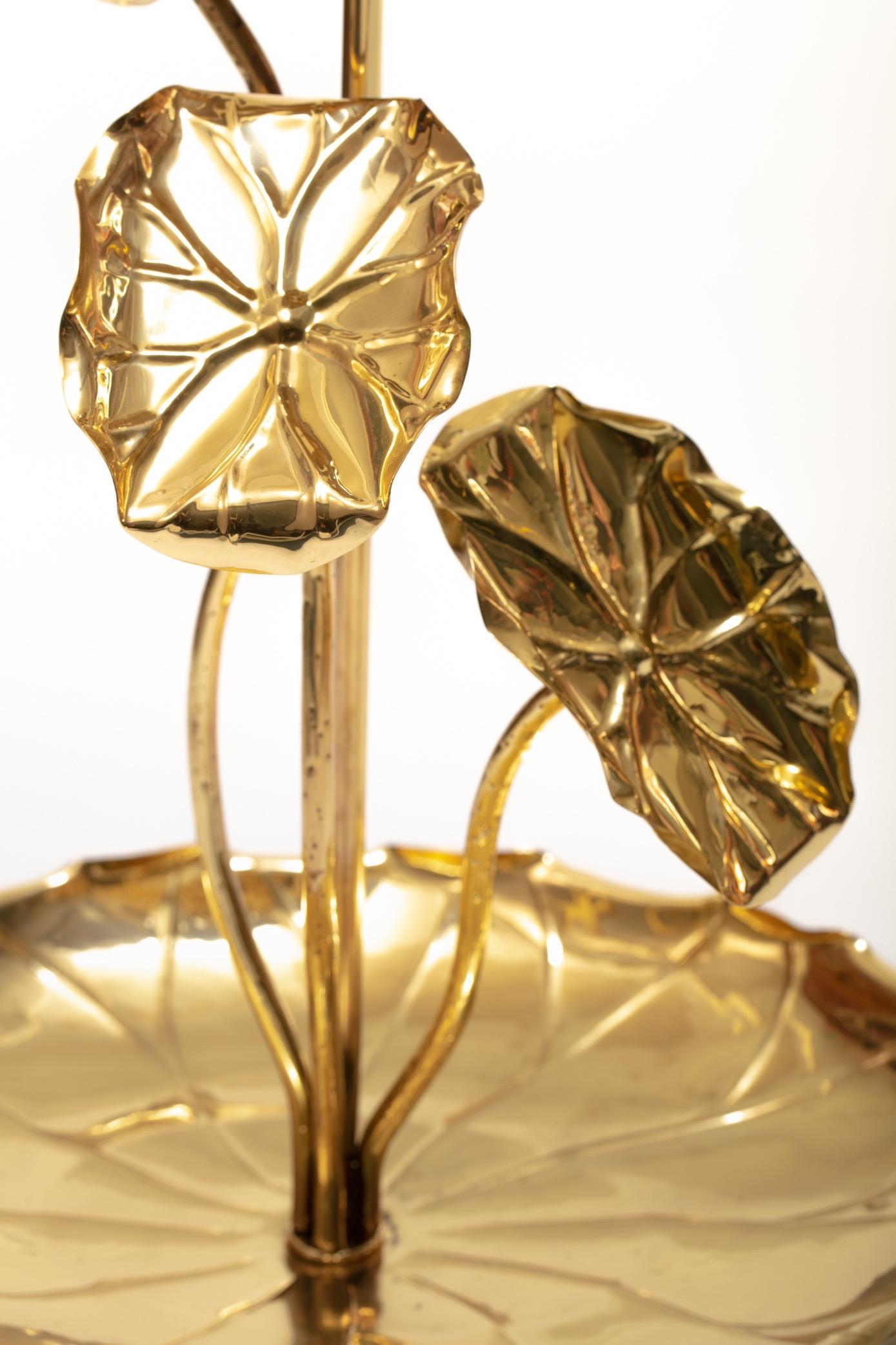 Pair of Feldman Brass Lotus Lamps in the Style of Parzinger, circa 1960 3