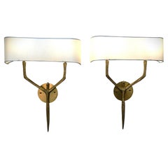 Pair of Felix Agostini 1960's Bronze Wall Sconces
