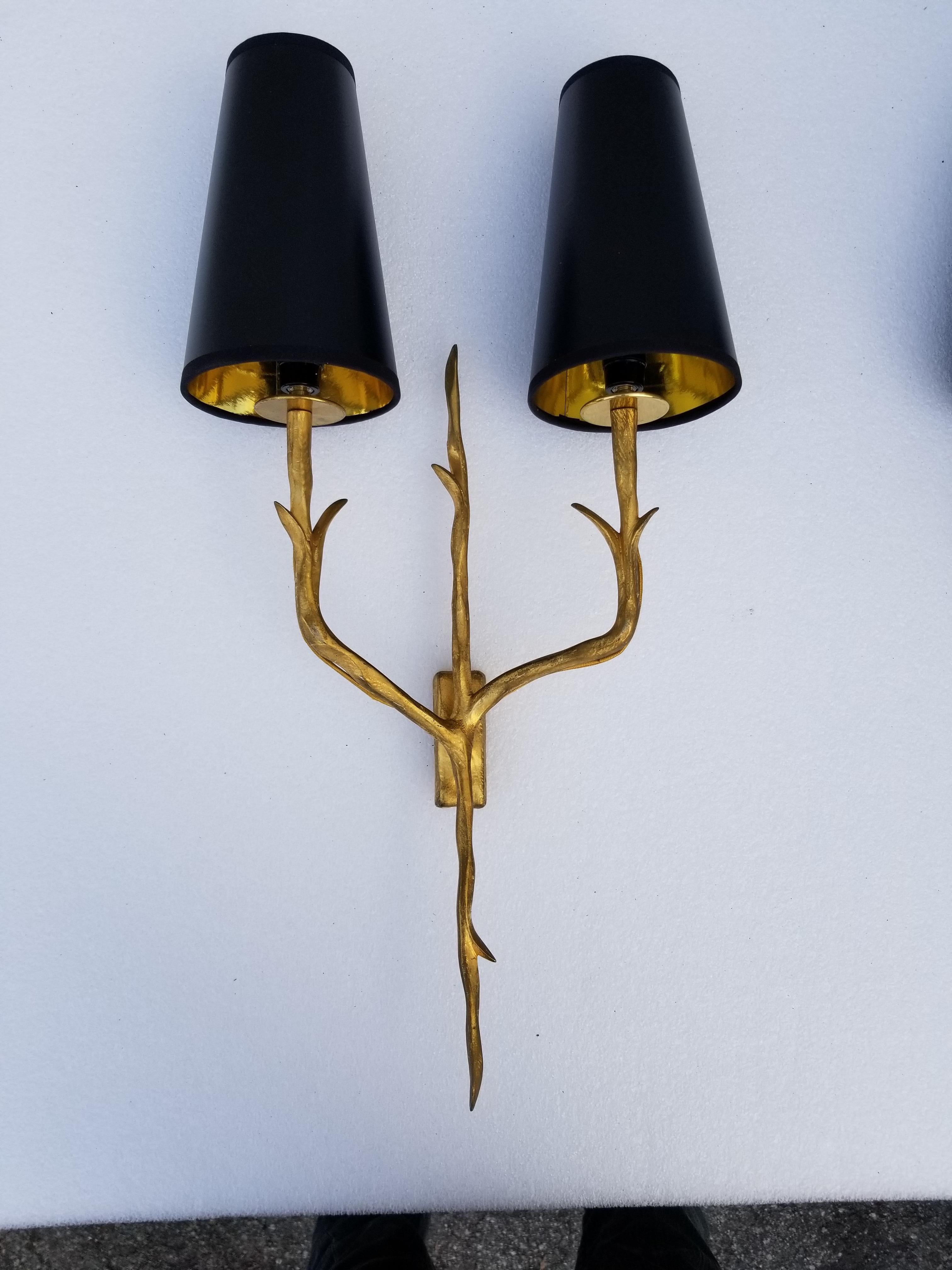 Pair of Felix Agostini for Maison Arlus Bronze Sconces 5