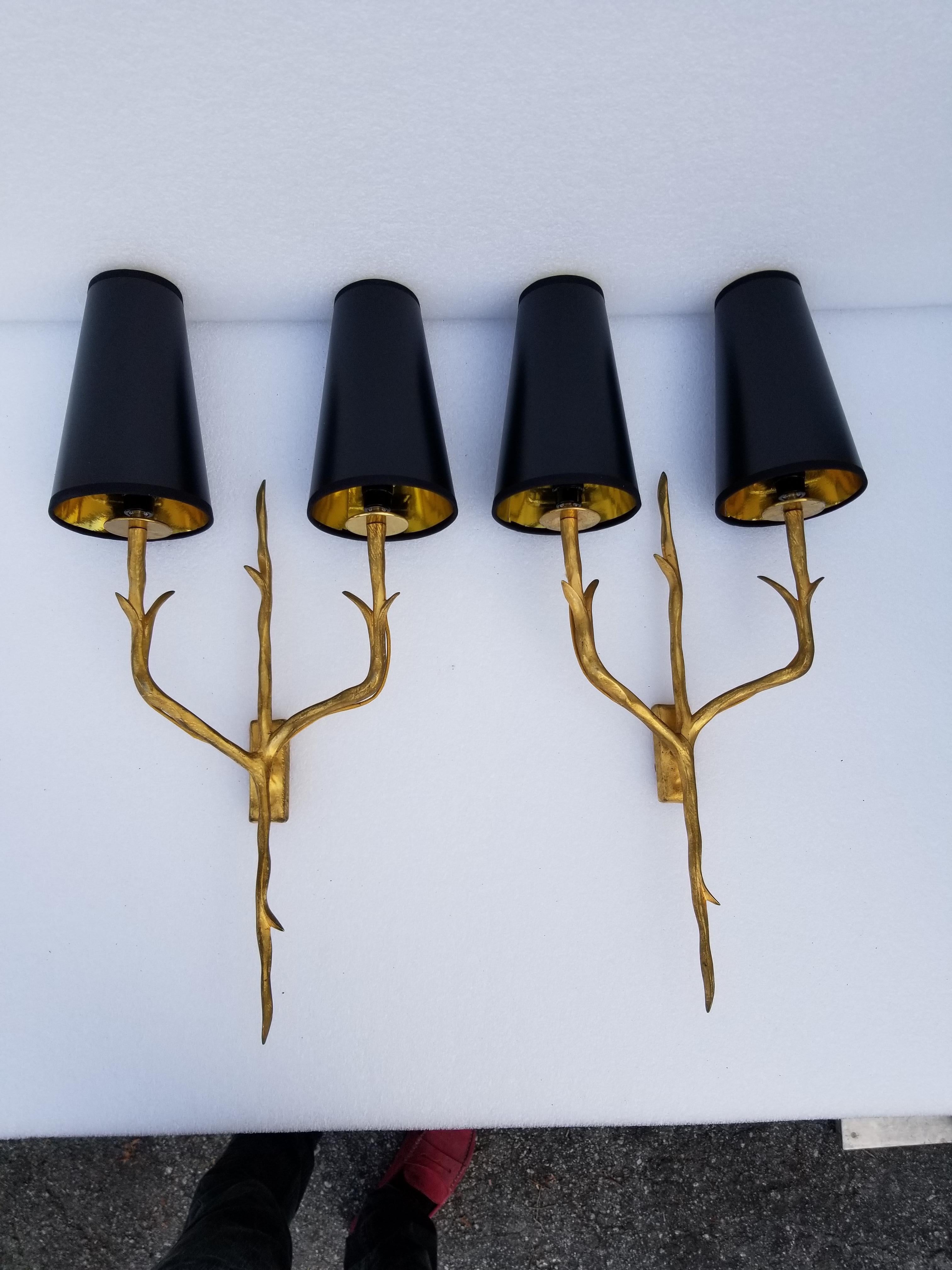 Pair of Felix Agostini for Maison Arlus Bronze Sconces In Good Condition In Miami, FL