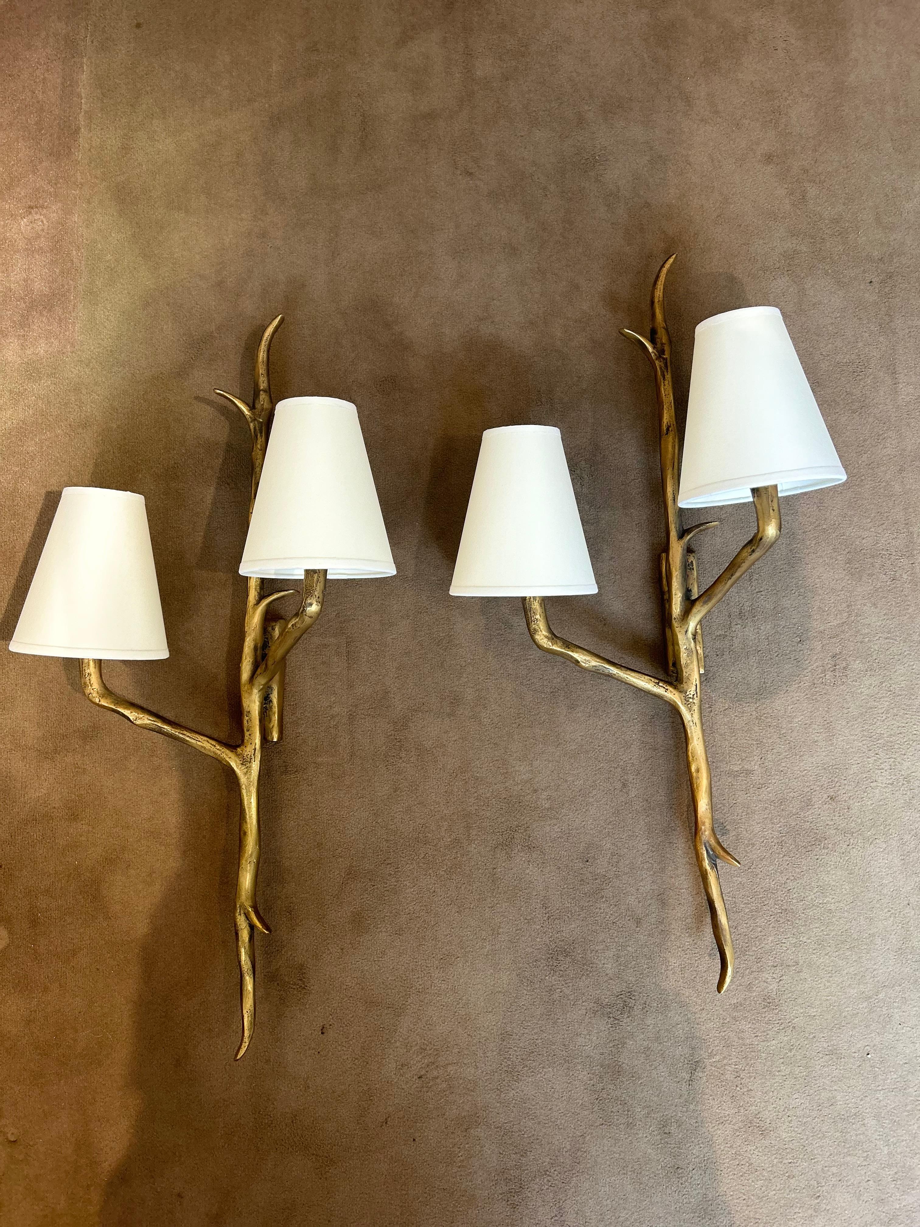 Mid-20th Century Pair of Maison Arlus Sconces in the style of Félix Agostini For Sale